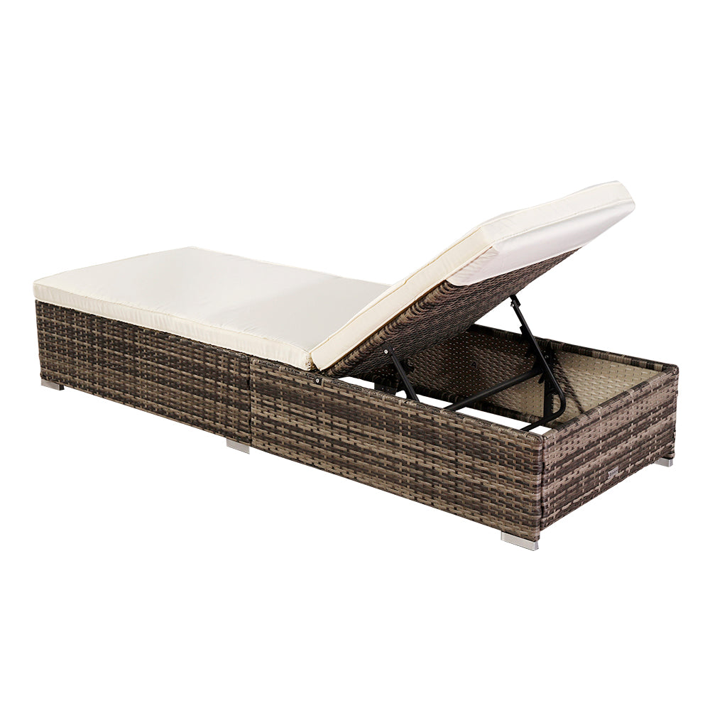 HAOYYE Outdoor Rattan Chaise Lounge Chair for Patio Poolside or Garden, Adjustable Backrest Pool Bed with Cushioned Seat, Modern Wicker Recliner for Sunbathing Relaxation and Outdoor Leisure Use