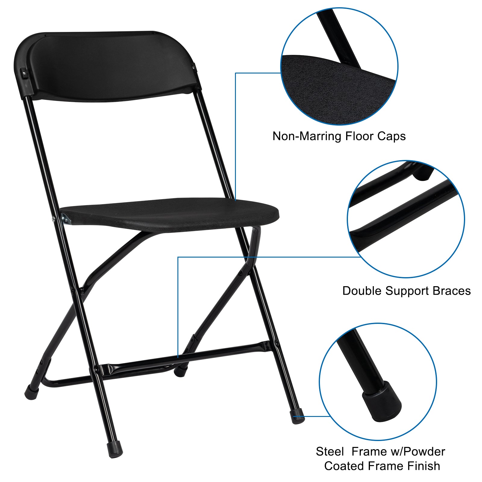 Haoyye 10 Pack Classic Plastic Folding Chairs in Black, Durable Injection Molded Garden Chairs for Outdoor Events, Patio, Lawn, Balcony or Indoor Use, Lightweight Stackable Design for Easy Storage and Transport