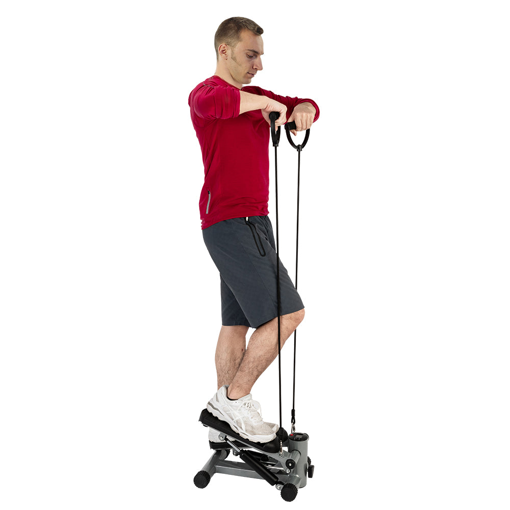 Haoyye Aerobic Fitness Step Air Stair Climber Stepper Exercise Machine, Low-Impact Workout with Digital Training Computer, Wide Anti-Slip Pedals, Resistance Bands, Ideal for Home Use