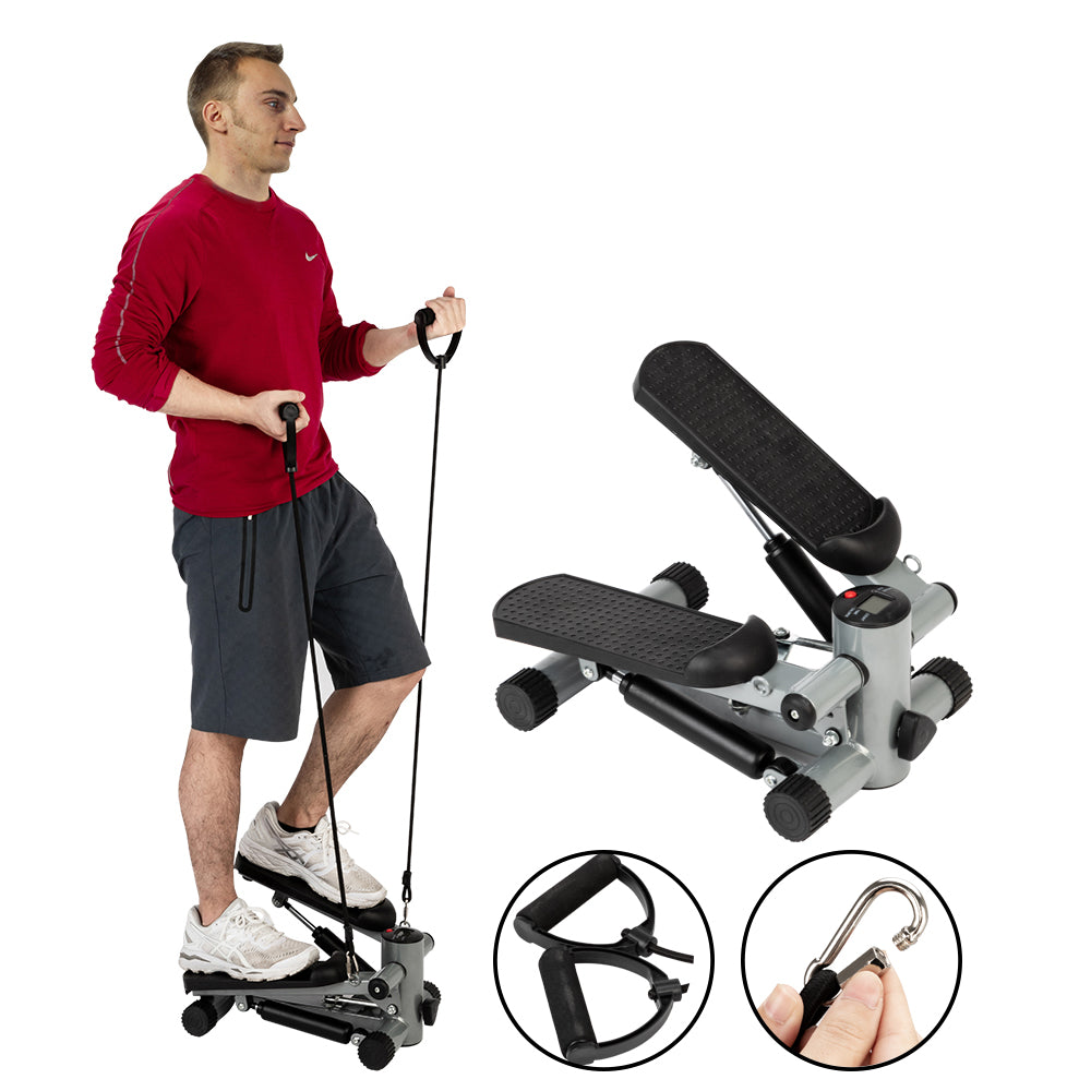 Haoyye Aerobic Fitness Step Air Stair Climber Stepper Exercise Machine, Low-Impact Workout with Digital Training Computer, Wide Anti-Slip Pedals, Resistance Bands, Ideal for Home Use