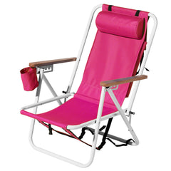 HAOYYE Folding Beach Chair Set of 2 for Adults, 4-Position Portable Backpack Foldable Camping Chair with Headrest, Cup Holder, and Wooden Armrests