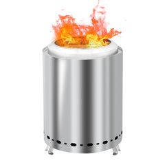HAOYYE Smokeless Fire Pit Silver Stainless Steel Portable Mini Wood Burning Stove with Foldable Legs Travel Bag 360° Airflow for Outdoor Camping Patio Tabletop