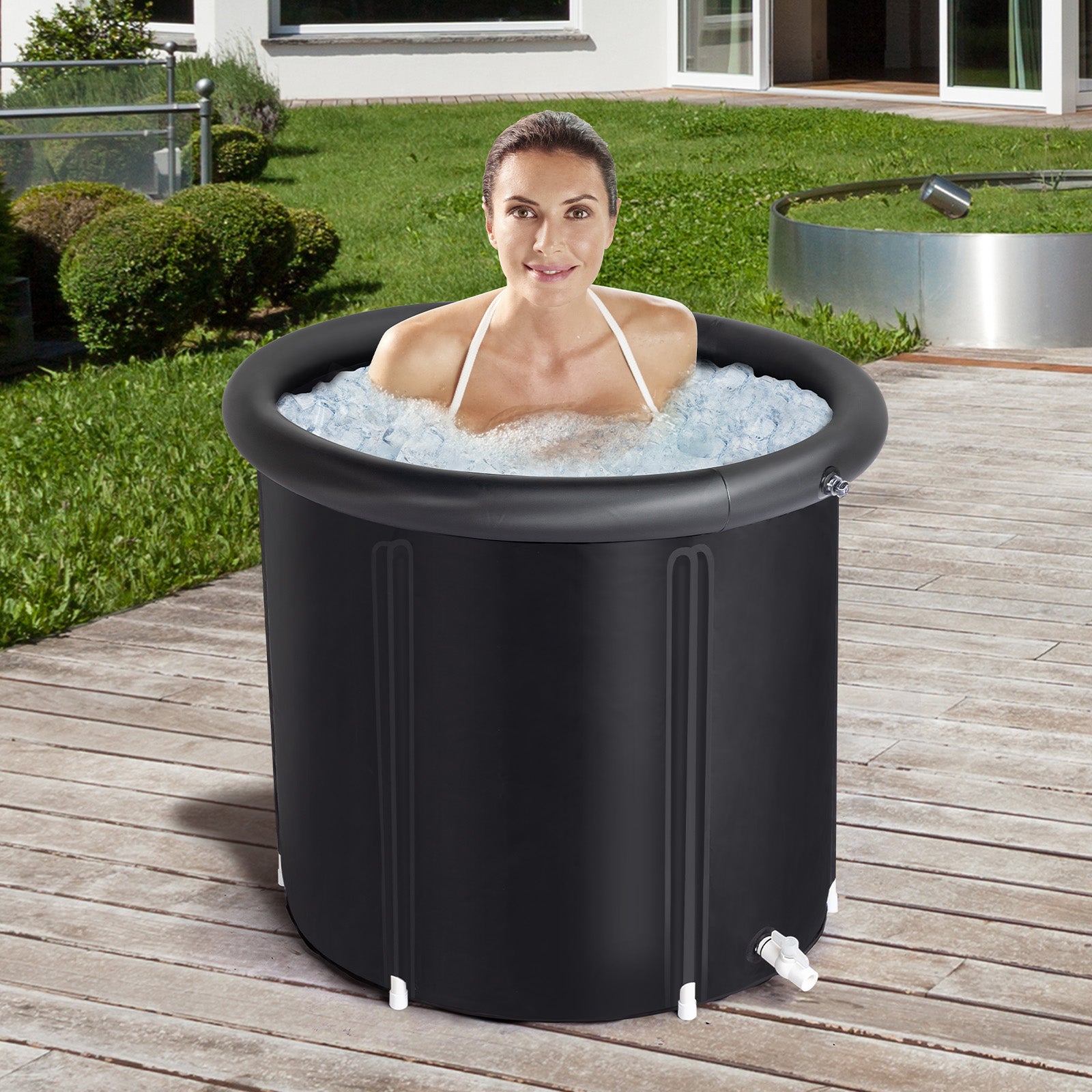 Haoyye Ice Bath Tub for Athletes with Lid Portable Cold Plunge Tub for Recovery and Relaxation Multi Layered Ice Soaking Barrel for Outdoor Indoor Use Lightweight Foldable Design for Sports Wellness and Muscle Relief