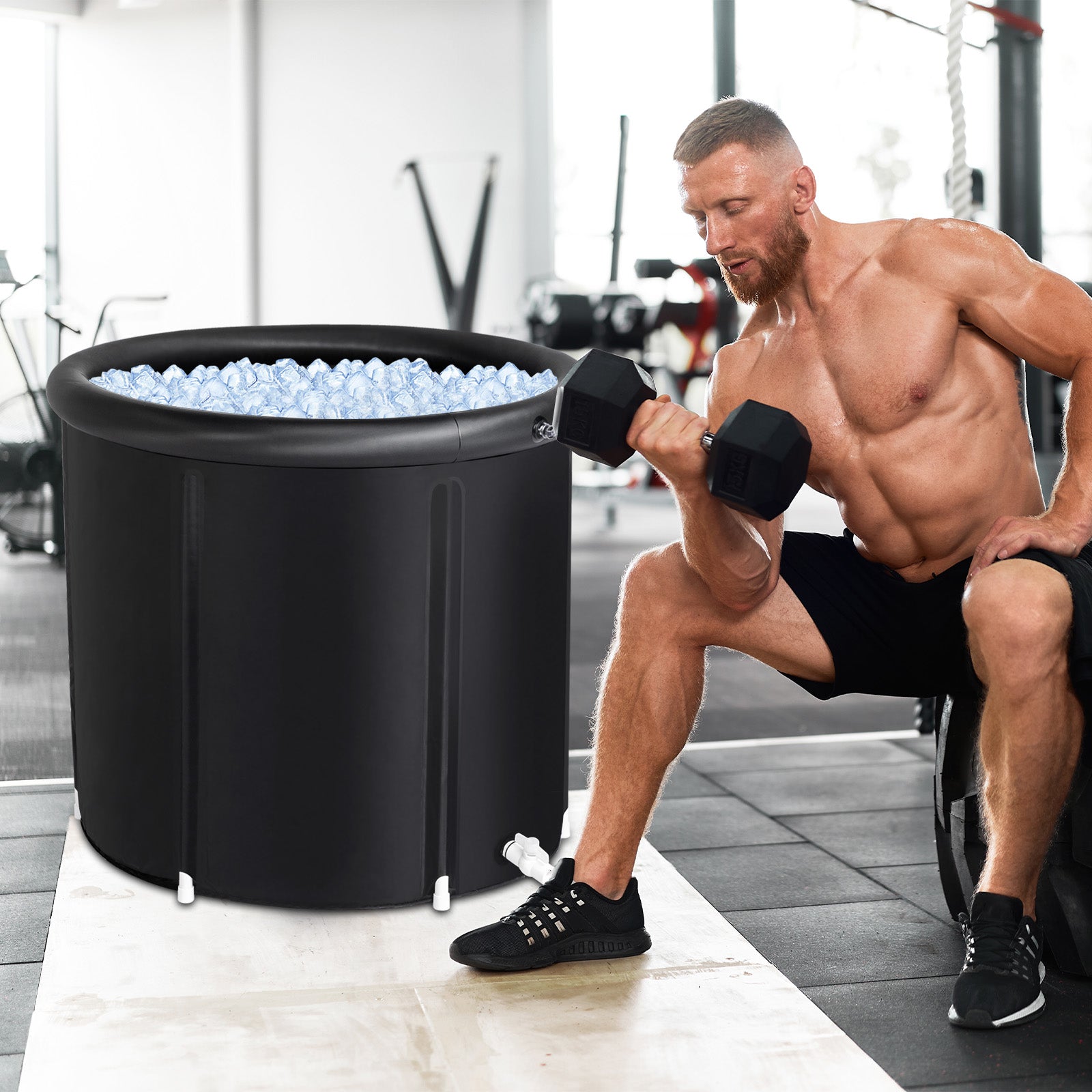 Haoyye Ice Bath Tub for Athletes with Lid Portable Cold Plunge Tub for Recovery and Relaxation Multi Layered Ice Soaking Barrel for Outdoor Indoor Use Lightweight Foldable Design for Sports Wellness and Muscle Relief