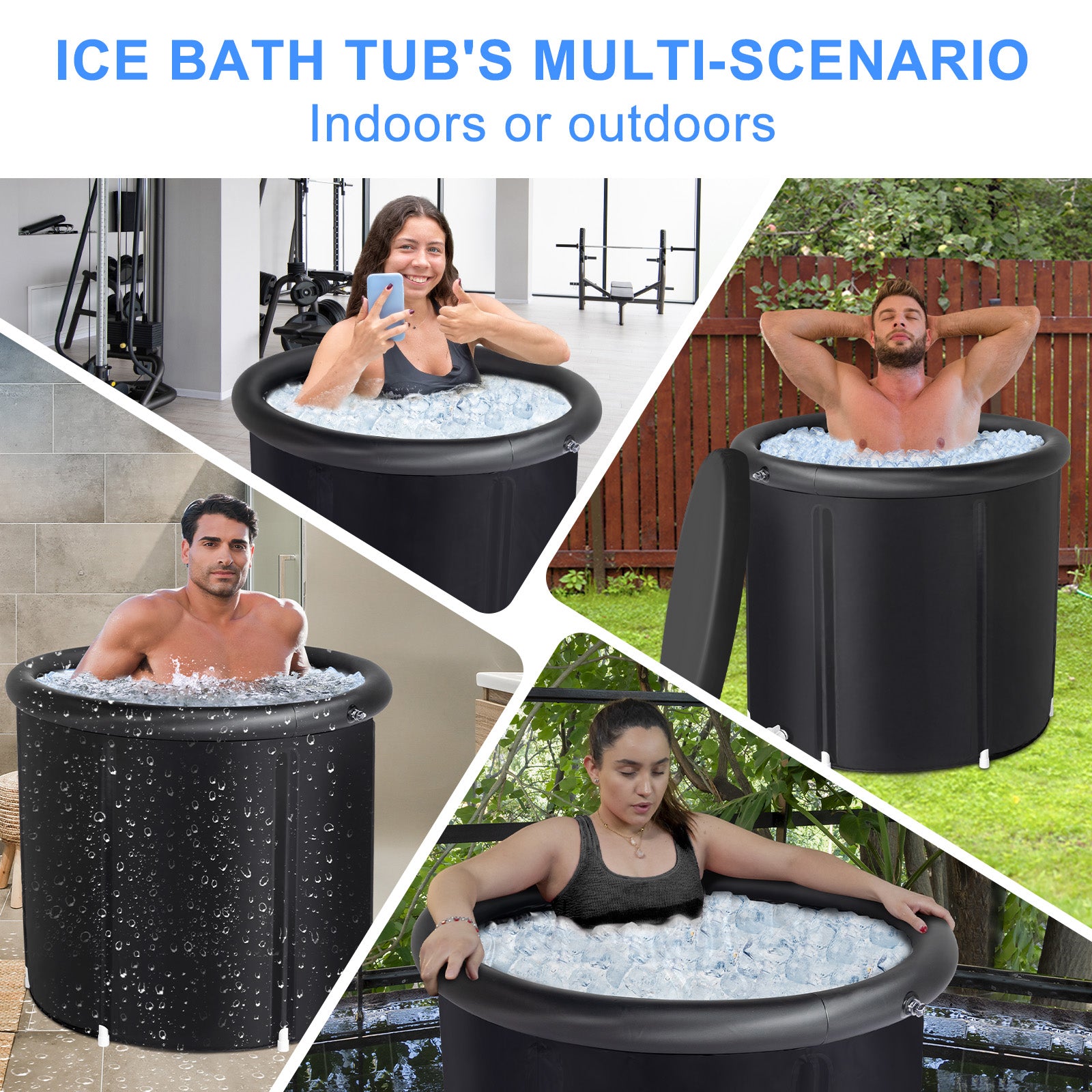 HAOYYE Ice Bath Tub for Athletes with Lid 105 Gallon Cold Plunge Tub for Recovery Portable Multi Layered Black Ice Soaking Tub for Sports Muscle Therapy Post Workout Outdoor Indoor Use
