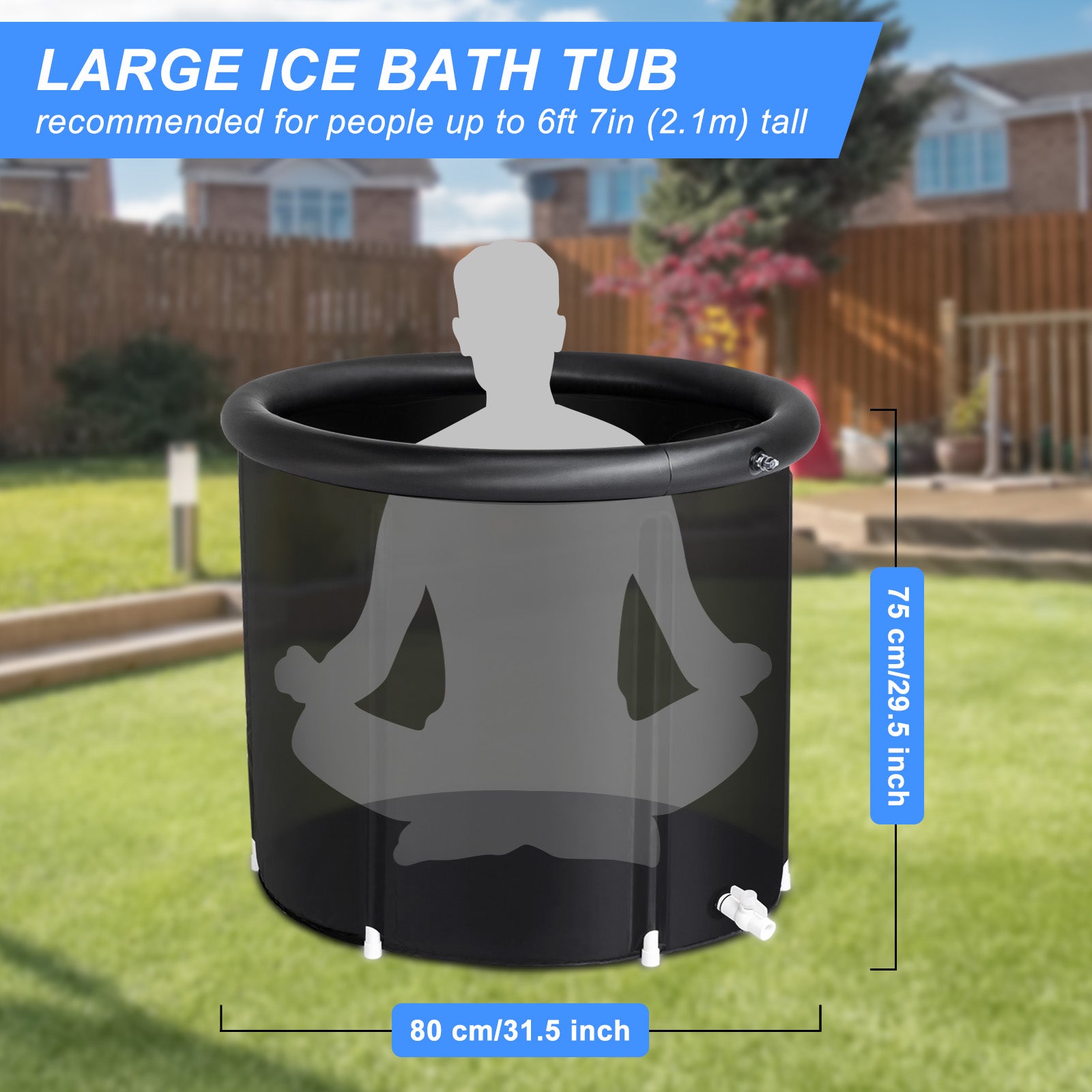 HAOYYE Ice Bath Tub for Athletes with Lid 105 Gallon Cold Plunge Tub for Recovery Portable Multi Layered Black Ice Soaking Tub for Sports Muscle Therapy Post Workout Outdoor Indoor Use