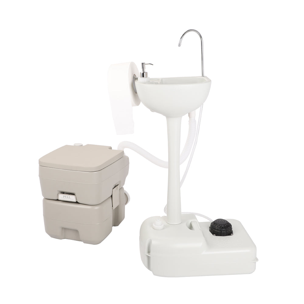 HAOYYE Portable Removable Outdoor Hand Sink with Portable Toilet, Lightweight and Sturdy Design, Ideal for Camping, Boating, Worksites, and Outdoor Events