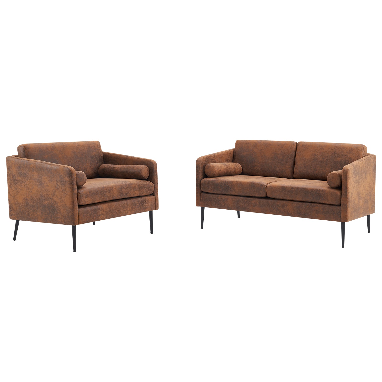 HAOYYE Hot Stamping Cloth Surrounding Chair With Pillow, 1.5 Seats Indoor Circle Accent Chair, Comfortable Plush Seating, Stylish Dark Brown Upholstery, Perfect for Living Room and Lounge