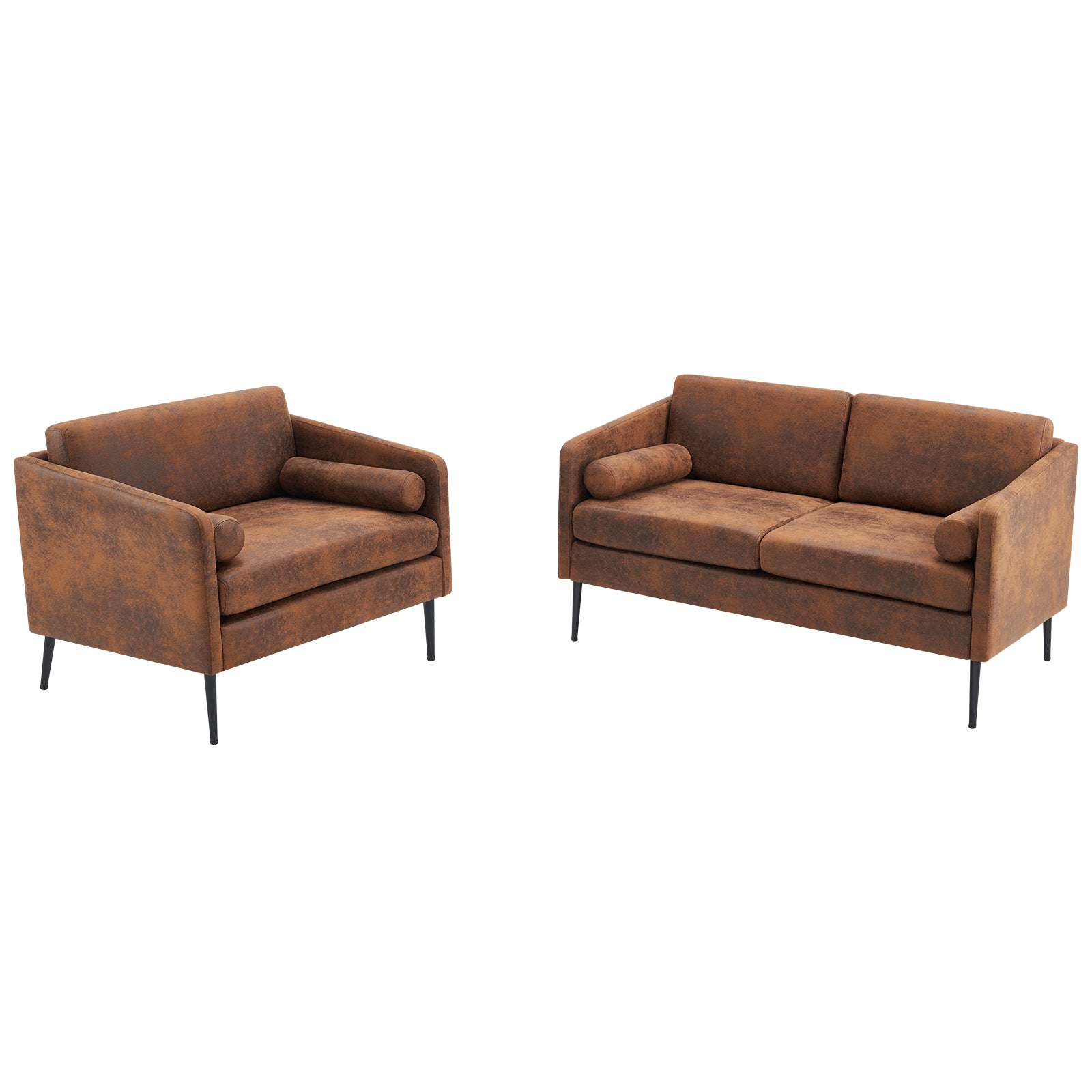HAOYYE Hot Stamping Cloth Surrounding Chair With Pillow, 1.5 Seats Indoor Circle Accent Chair, Comfortable Plush Seating, Stylish Dark Brown Upholstery, Perfect for Living Room and Lounge