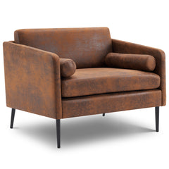 HAOYYE Hot Stamping Cloth Surrounding Chair With Pillow, 1.5 Seats Indoor Circle Accent Chair, Comfortable Plush Seating, Stylish Dark Brown Upholstery, Perfect for Living Room and Lounge