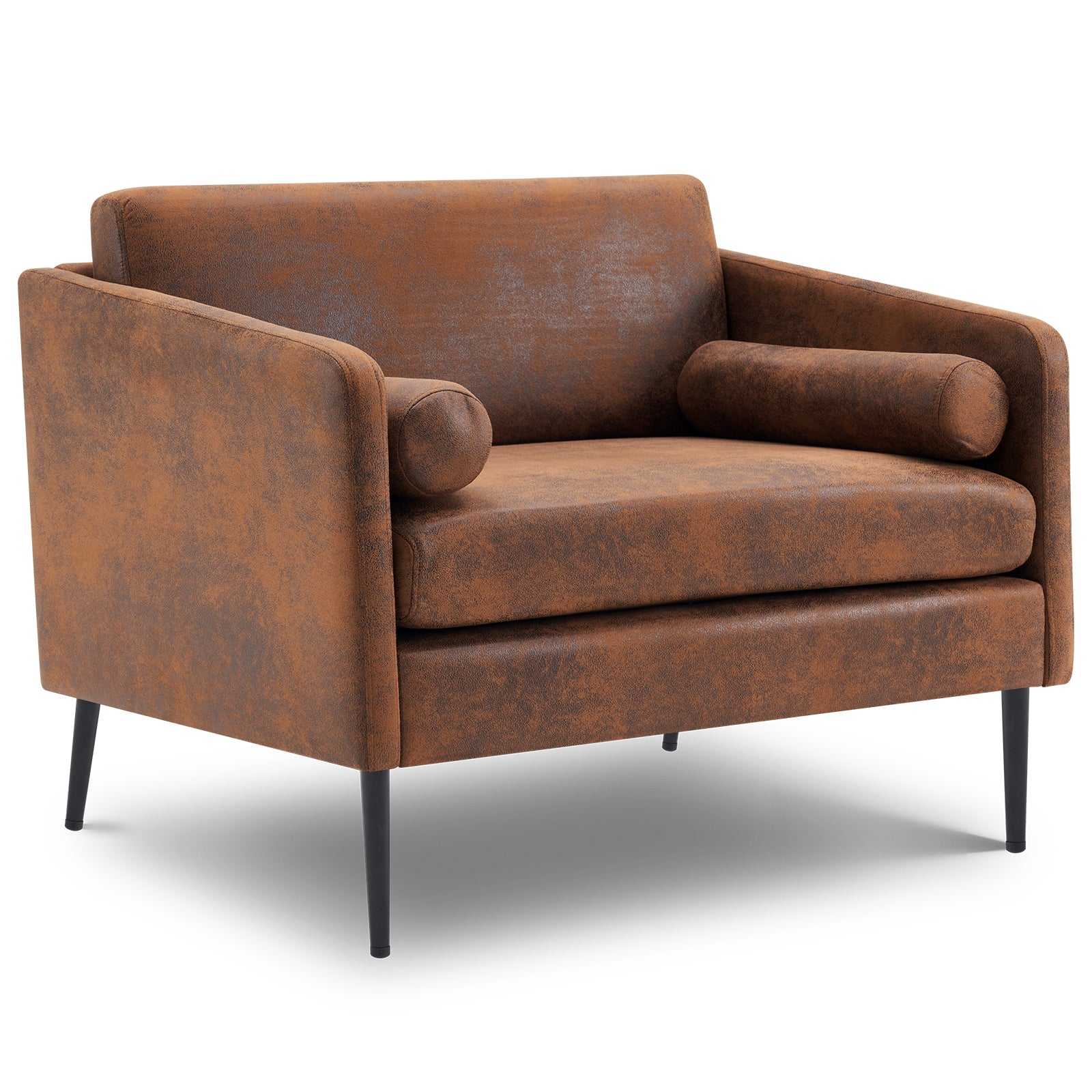 HAOYYE Hot Stamping Cloth Surrounding Chair With Pillow, 1.5 Seats Indoor Circle Accent Chair, Comfortable Plush Seating, Stylish Dark Brown Upholstery, Perfect for Living Room and Lounge
