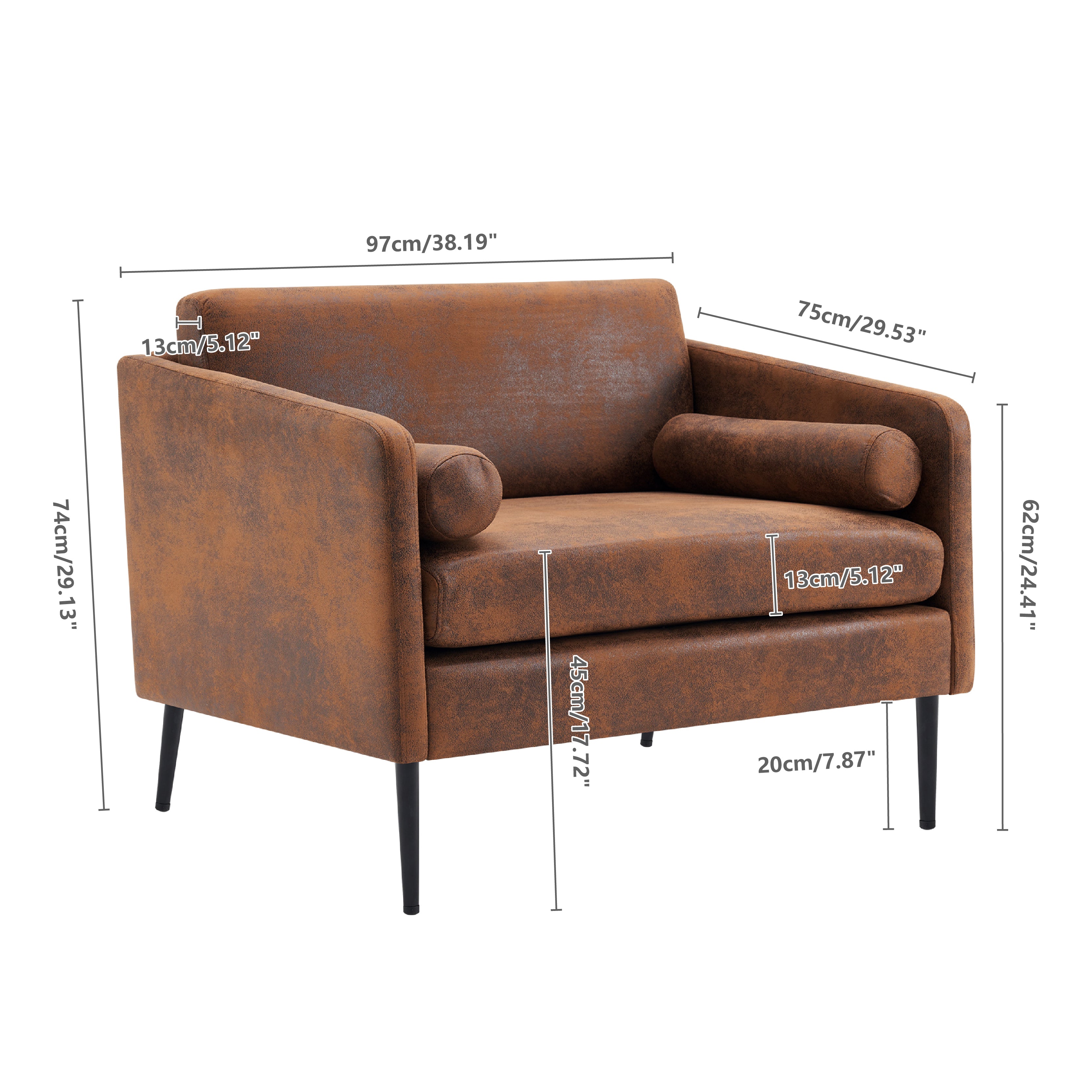 HAOYYE Hot Stamping Cloth Surrounding Chair With Pillow, 1.5 Seats Indoor Circle Accent Chair, Comfortable Plush Seating, Stylish Dark Brown Upholstery, Perfect for Living Room and Lounge