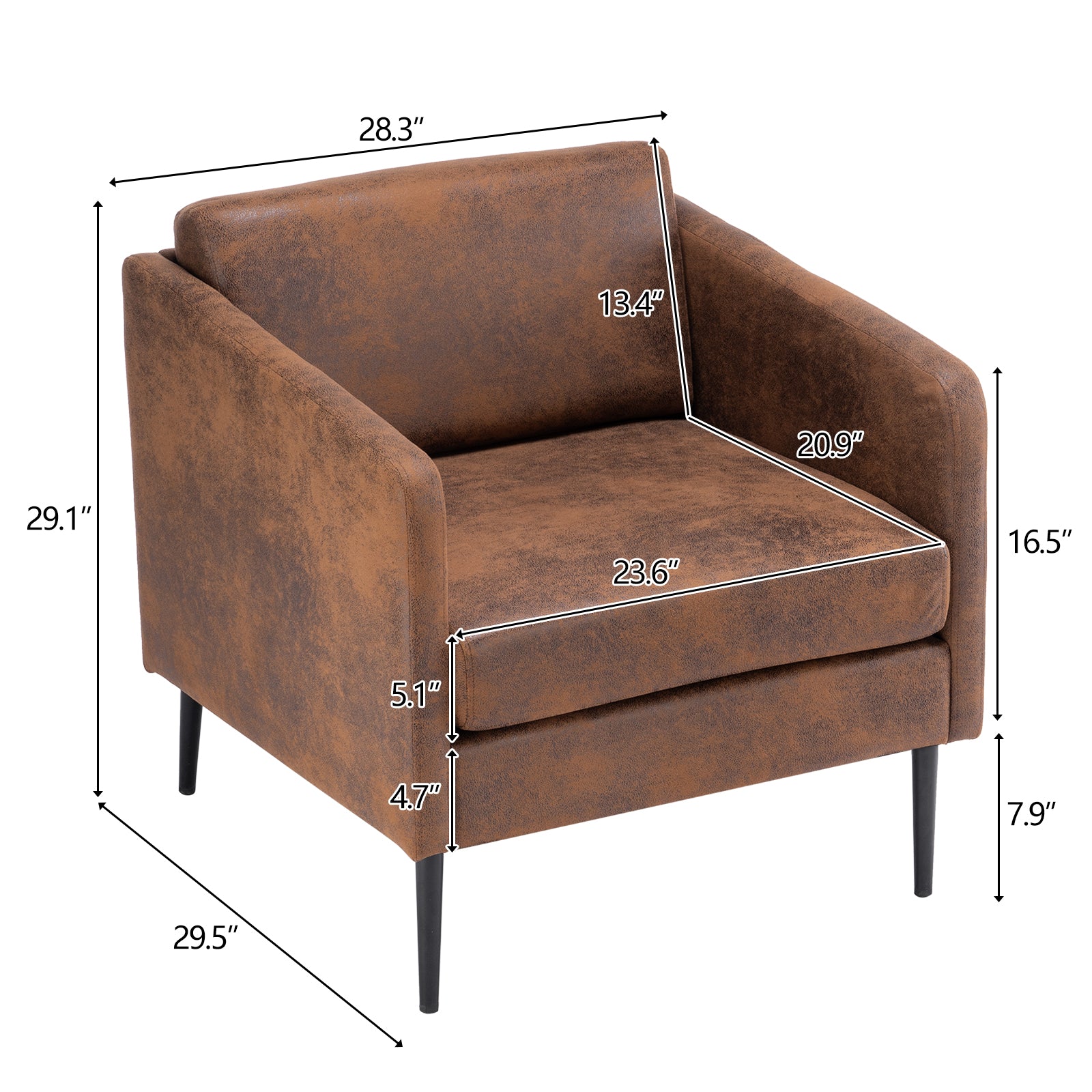 HAOYYE Hydrogen Bomb Indoor Chair with Iron Legs and Wooden Frame, Bronzing Cloth Upholstery in Soft Coffee Brown Flannel Fleece, Cozy and Warm Design for Home Decor, Luxury Comfortable Unique Premium Quality Decorative Chair, for Living Room or Bedroom