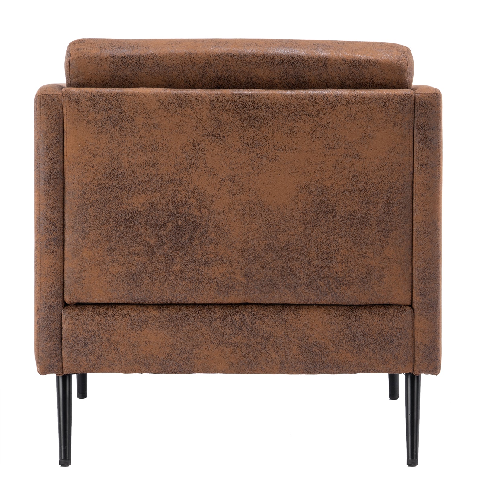 HAOYYE Hydrogen Bomb Indoor Chair with Iron Legs and Wooden Frame, Bronzing Cloth Upholstery in Soft Coffee Brown Flannel Fleece, Cozy and Warm Design for Home Decor, Luxury Comfortable Unique Premium Quality Decorative Chair, for Living Room or Bedroom