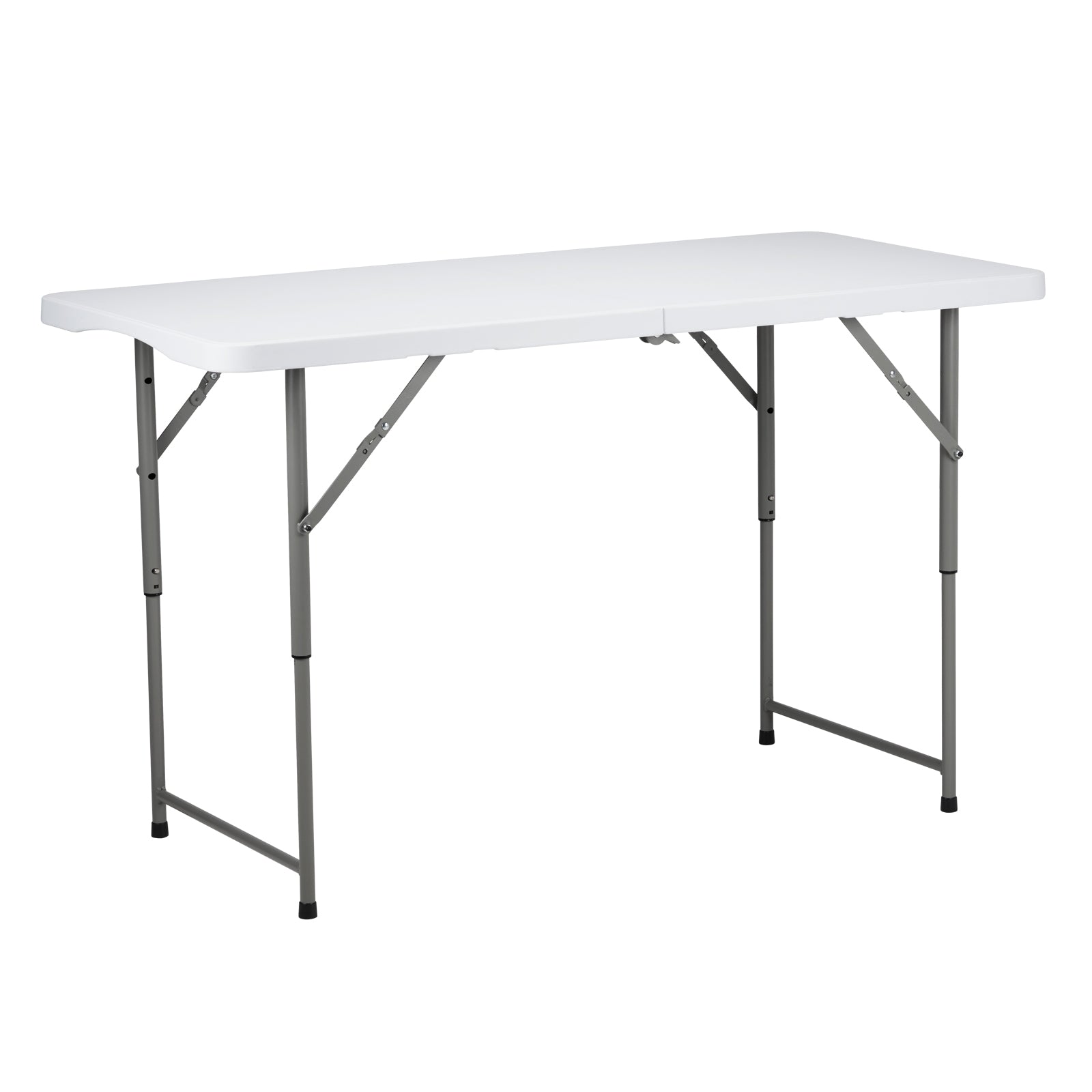 HAOYYE Foldable Adjustable Height Patio Table White Plastic Outdoor Indoor Utility Table Portable Heavy Duty Garden Dining Table for Backyard Picnic BBQ Camping Events