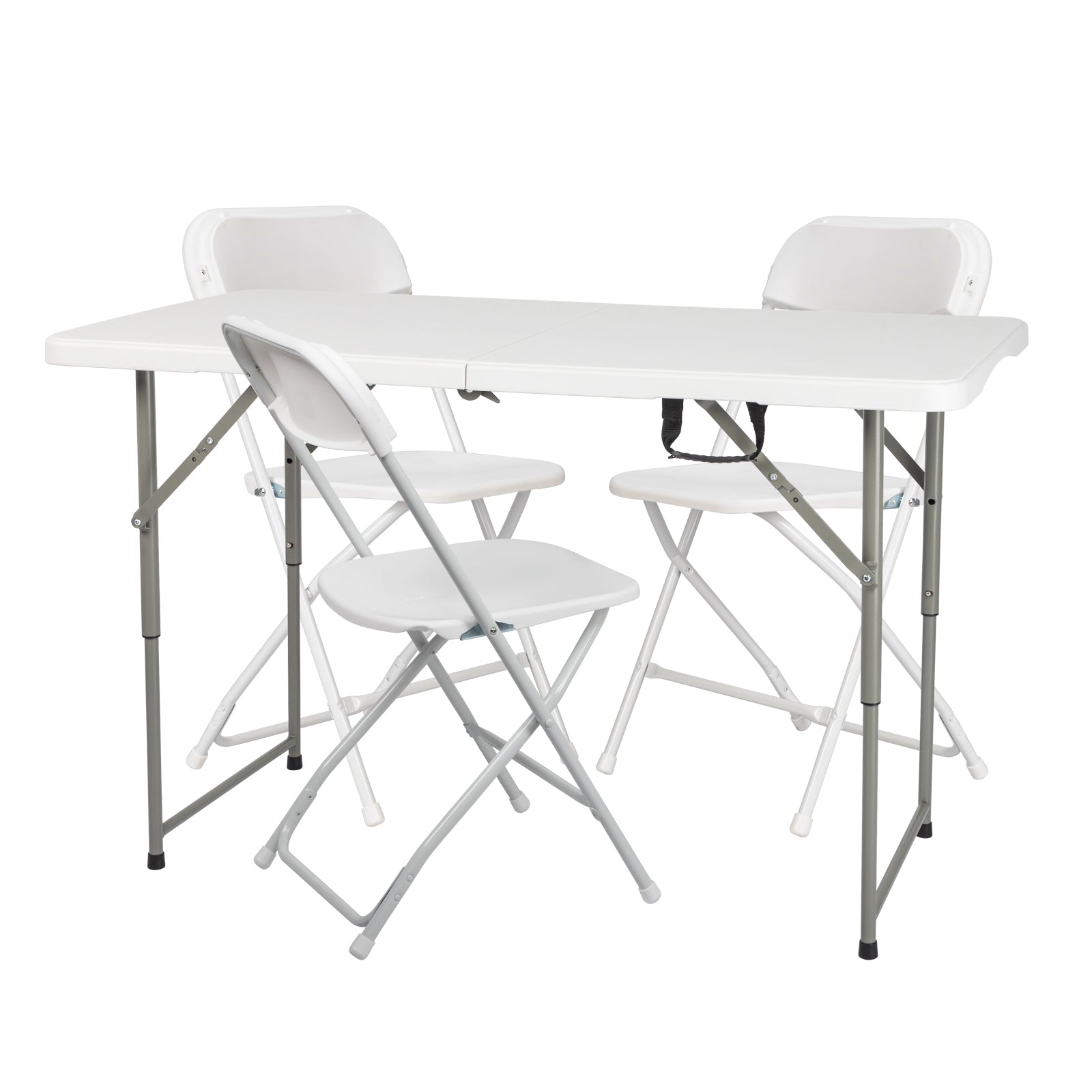 HAOYYE Foldable Adjustable Height Patio Table White Plastic Outdoor Indoor Utility Table Portable Heavy Duty Garden Dining Table for Backyard Picnic BBQ Camping Events
