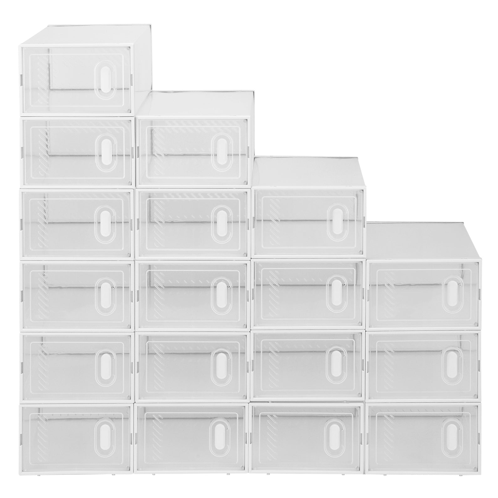 HAOYYE Clear Plastic Stackable Shoe Storage Boxes Pack of 18 White Durable Design Sturdy Multifunctional Organizer Modern Home Storage Solution Practical Space-Saving Organizer for Closet and Living Room