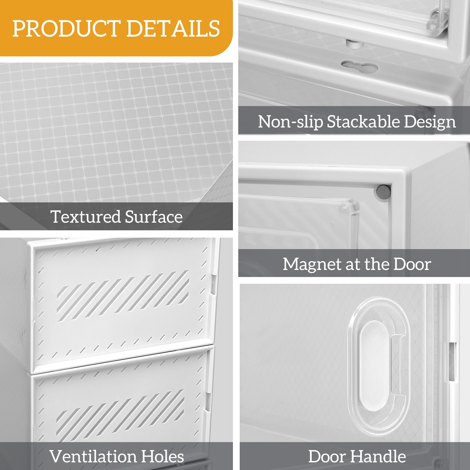 HAOYYE Clear Plastic Stackable Shoe Storage Boxes Pack of 18 White Durable Design Sturdy Multifunctional Organizer Modern Home Storage Solution Practical Space-Saving Organizer for Closet and Living Room