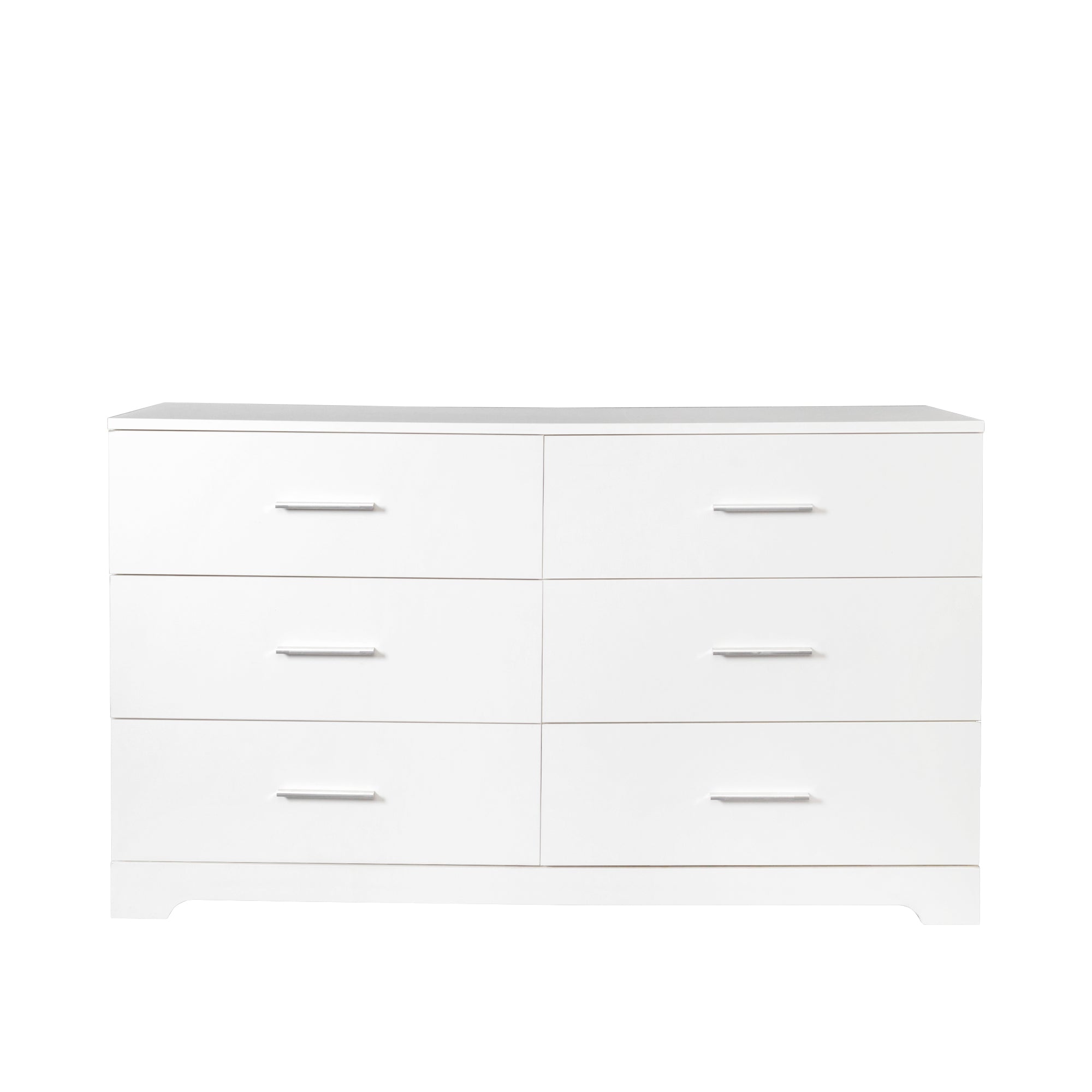 HAOYYE 6 Drawer Double Dresser for Bedroom, Wide Storage Cabinet for Living Room Entryway, White Modern Organizer Chest