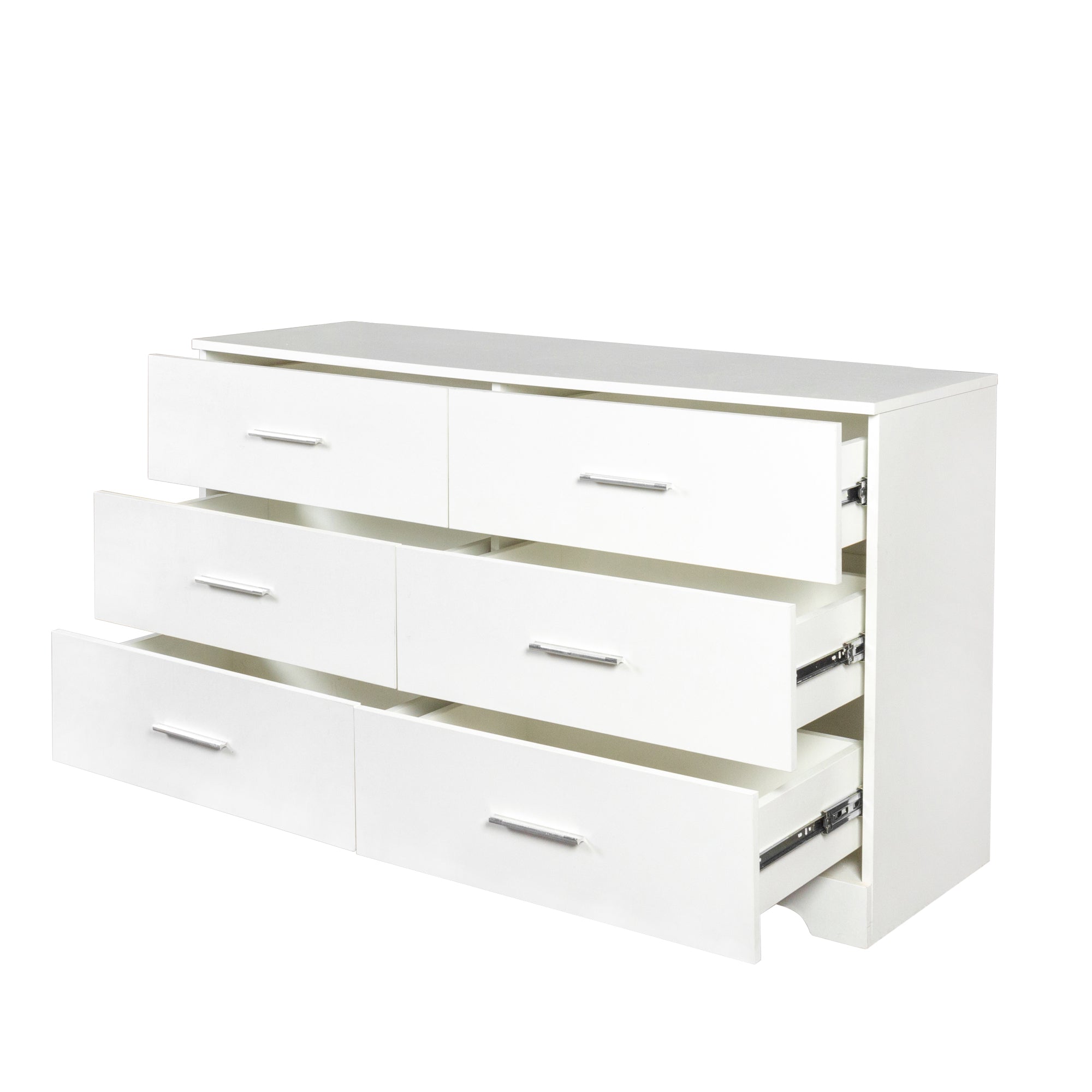 HAOYYE 6 Drawer Double Dresser for Bedroom, Wide Storage Cabinet for Living Room Entryway, White Modern Organizer Chest