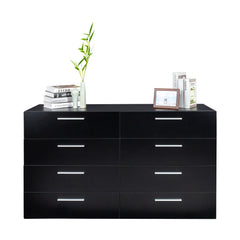 HAOYYE 8 Drawer Double Dresser for Bedroom, Wide Storage Cabinet for Living Room and Home Entryway, Black, Spacious & Sturdy, Modern Design with Ample Storage, Easy Assembly, Large Capacity Chest of Drawers