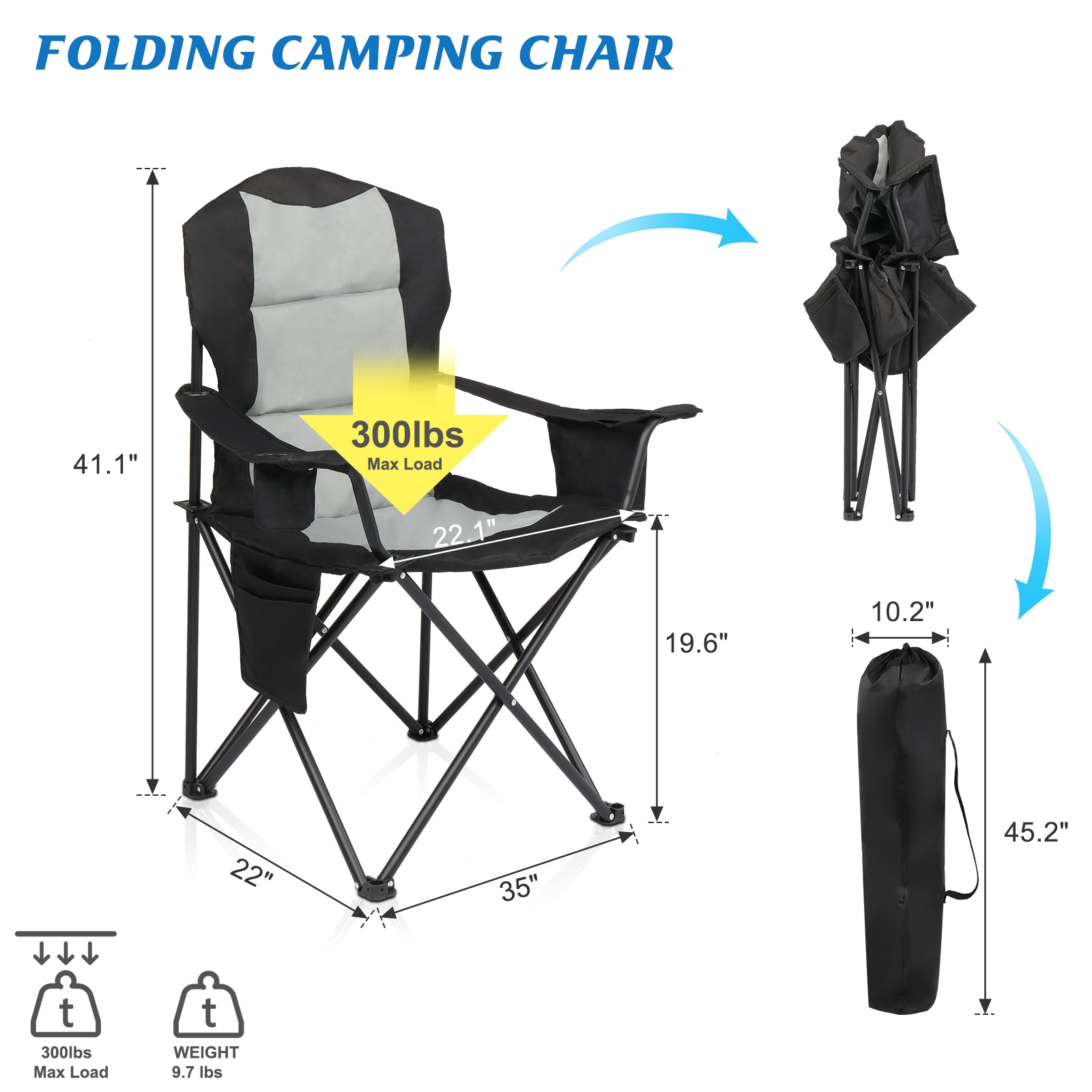 Haoyye Camping Chair Fishing Chair, Folding Chair with Iron Frame and Oxford Cloth, Lightweight and Durable,  Perfect for Outdoor, Camping, Fishing, and Beach Relaxation