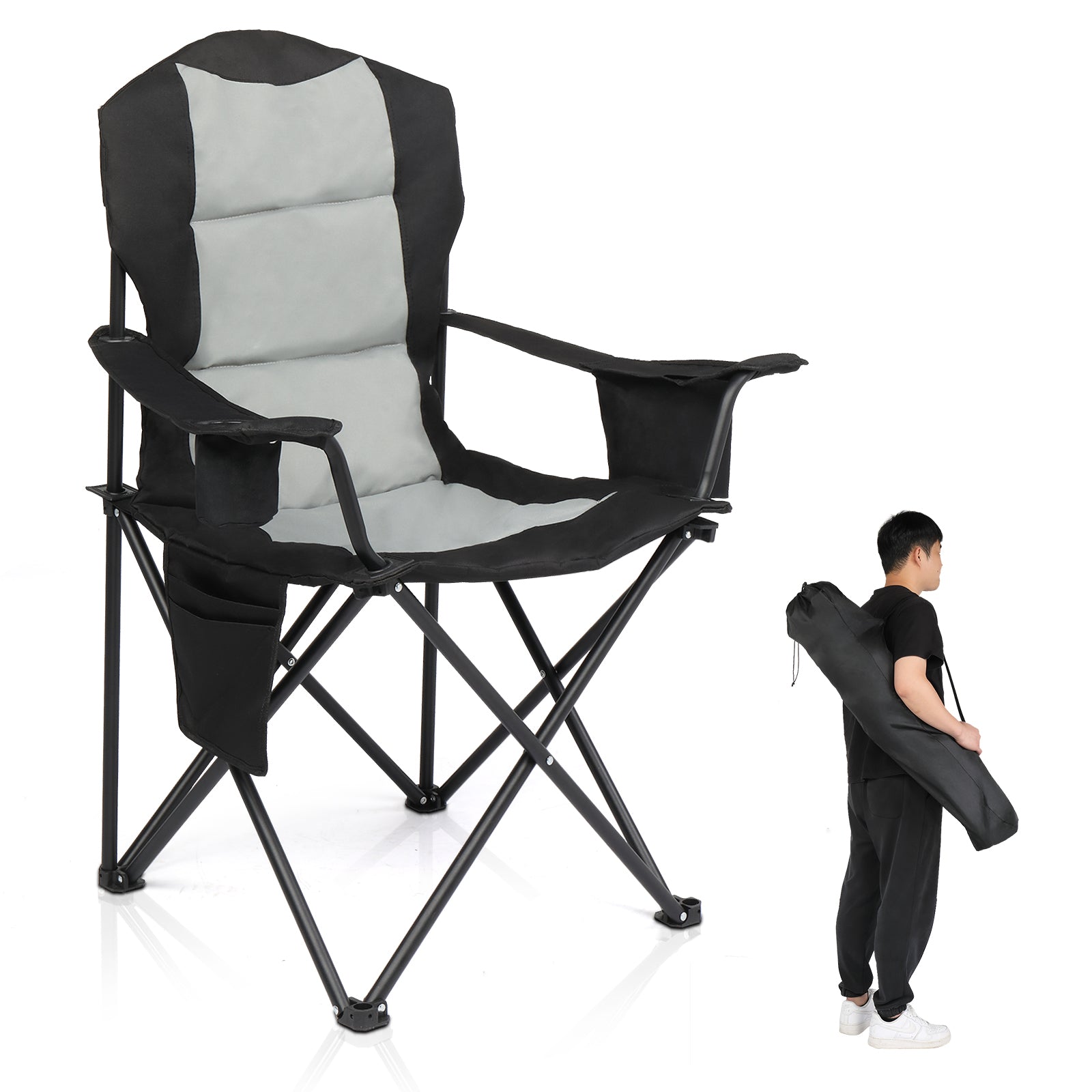 Haoyye Camping Chair Fishing Chair, Folding Chair with Iron Frame and Oxford Cloth, Lightweight and Durable,  Perfect for Outdoor, Camping, Fishing, and Beach Relaxation
