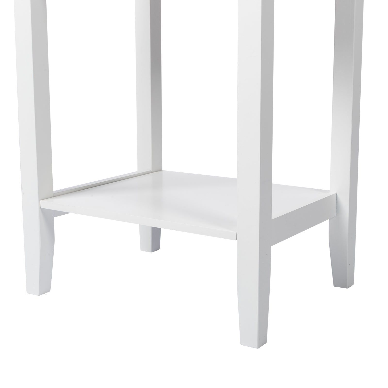 HAOYYE Two-Layer Bedside Table with Drawer, Modern White Nightstand Coffee Side Table with Storage Shelf, Compact End Table for Bedroom Living Room Apartment Small Space, Stylish and Durable Wood Design