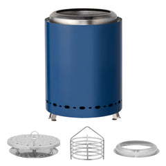 HAOYYE Smokeless Fire Pit Blue Stainless Steel Portable Mini Wood Burning Stove with Foldable Legs Travel Bag 360° Airflow for Outdoor Camping Patio Tabletop