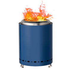 HAOYYE Smokeless Fire Pit Blue Stainless Steel Portable Mini Wood Burning Stove with Foldable Legs Travel Bag 360° Airflow for Outdoor Camping Patio Tabletop