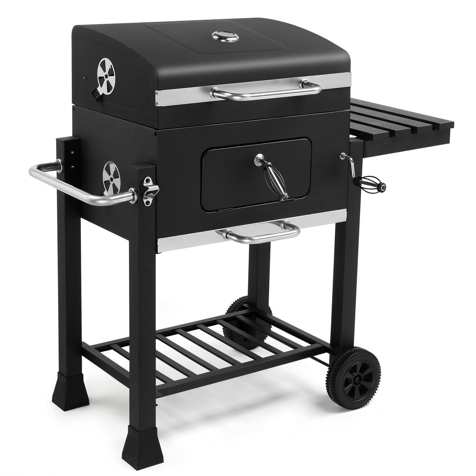 HAOYYE Heavy-Duty Charcoal Grill With Foldable Side Table And Wheels Portable Outdoor BBQ Grill For Patio Garden Backyard Picnics Easy Mobility And Durable Construction Perfect For Grilling Enthusiasts