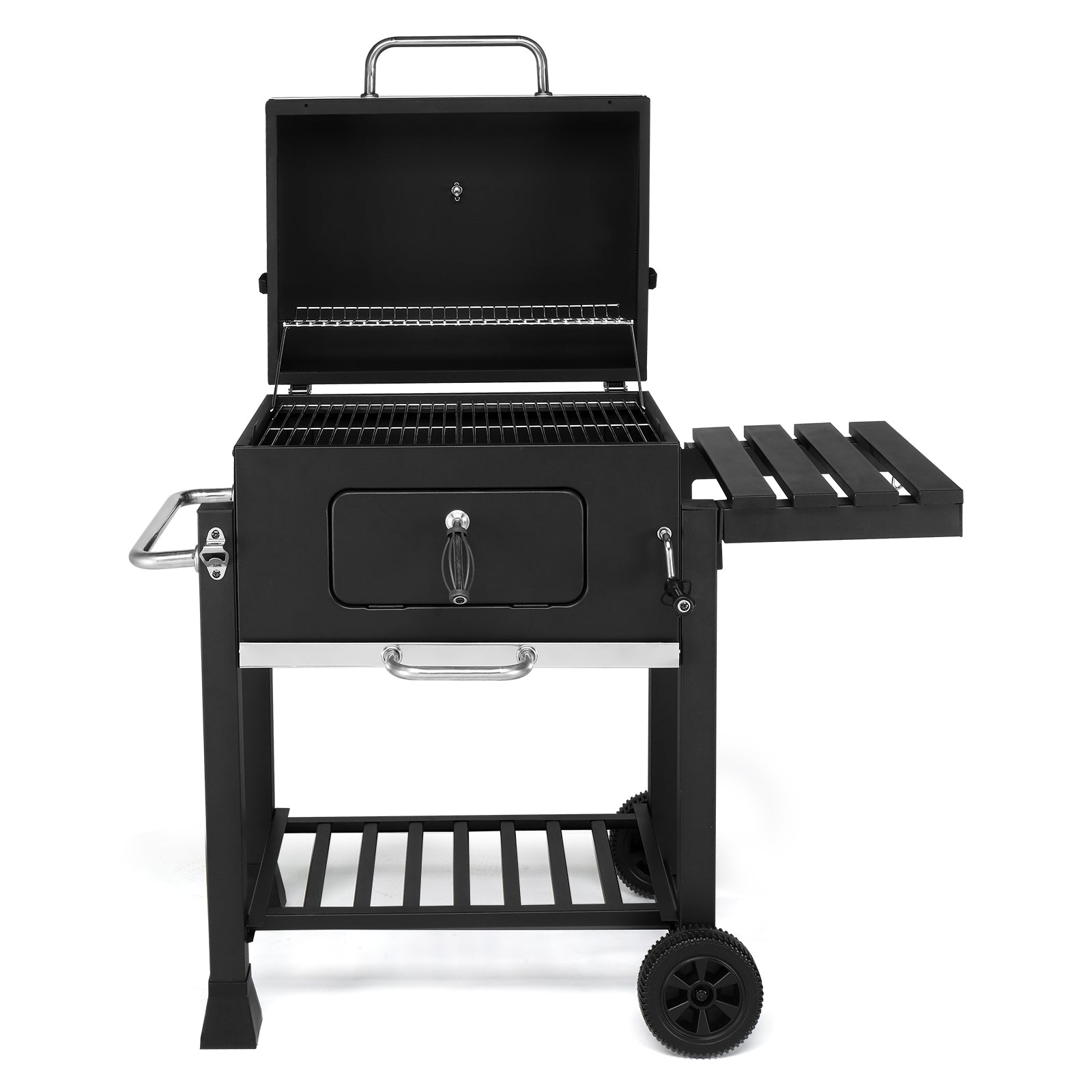 HAOYYE Heavy-Duty Charcoal Grill With Foldable Side Table And Wheels Portable Outdoor BBQ Grill For Patio Garden Backyard Picnics Easy Mobility And Durable Construction Perfect For Grilling Enthusiasts