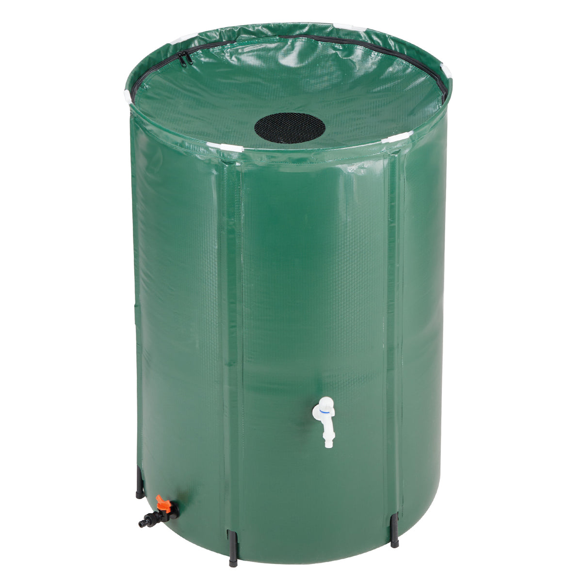 HAOYYE Green 100 Gallon Folding Rain Barrel Water Collector with Durable PVC Mesh and Support Rods, Mold and Mildew Resistant, Easy to Carry and Store, Ideal for Gardens, Planter Beds, Indoor Plants, and Outdoor Watering