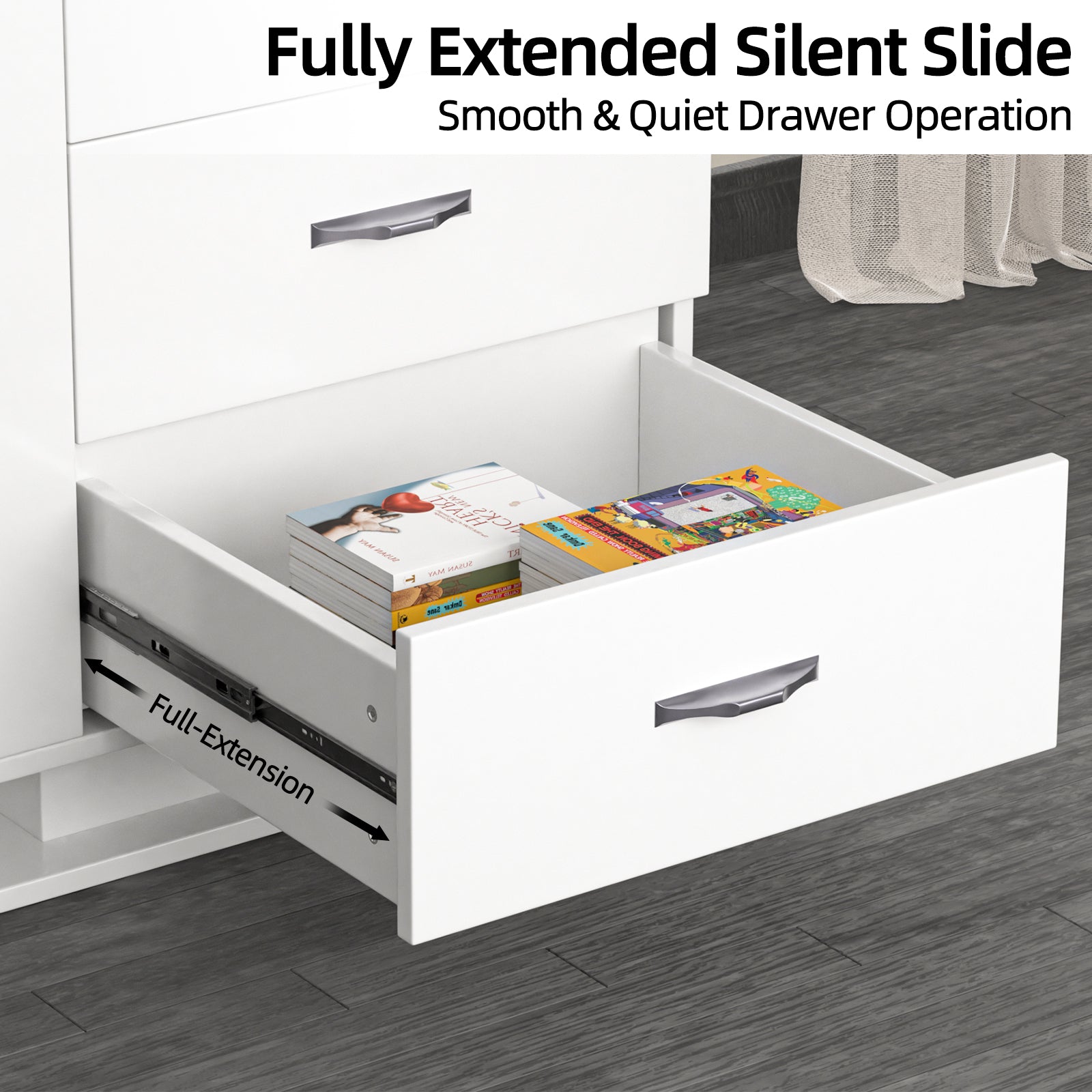 HAOYYE LED Nightstand with Charging Station & USB Ports, 3-Drawer Side Cabinet, Modern White Bedside Table for Bedroom, Right Side Storage, Adjustable RGB Lights, Convenient Night Table with USB Charging Ports