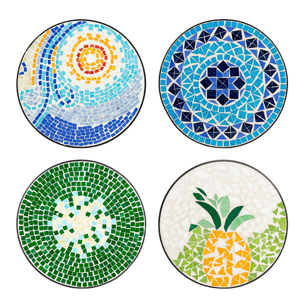 Haoyye Mosaic Round Bistro Table, Decorative Outdoor Patio Table For Balcony, Garden, Or Terrace