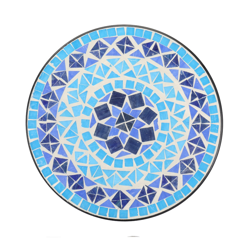HAOYYE Inlaid Diamond-Colored Sea Mosaics Round Terrace Bistro Table, Elegant Outdoor Dining Table with Unique Design, Perfect for Patio, Balcony, Garden, or Café, Durable and Stylish Furniture for Outdoor Spaces