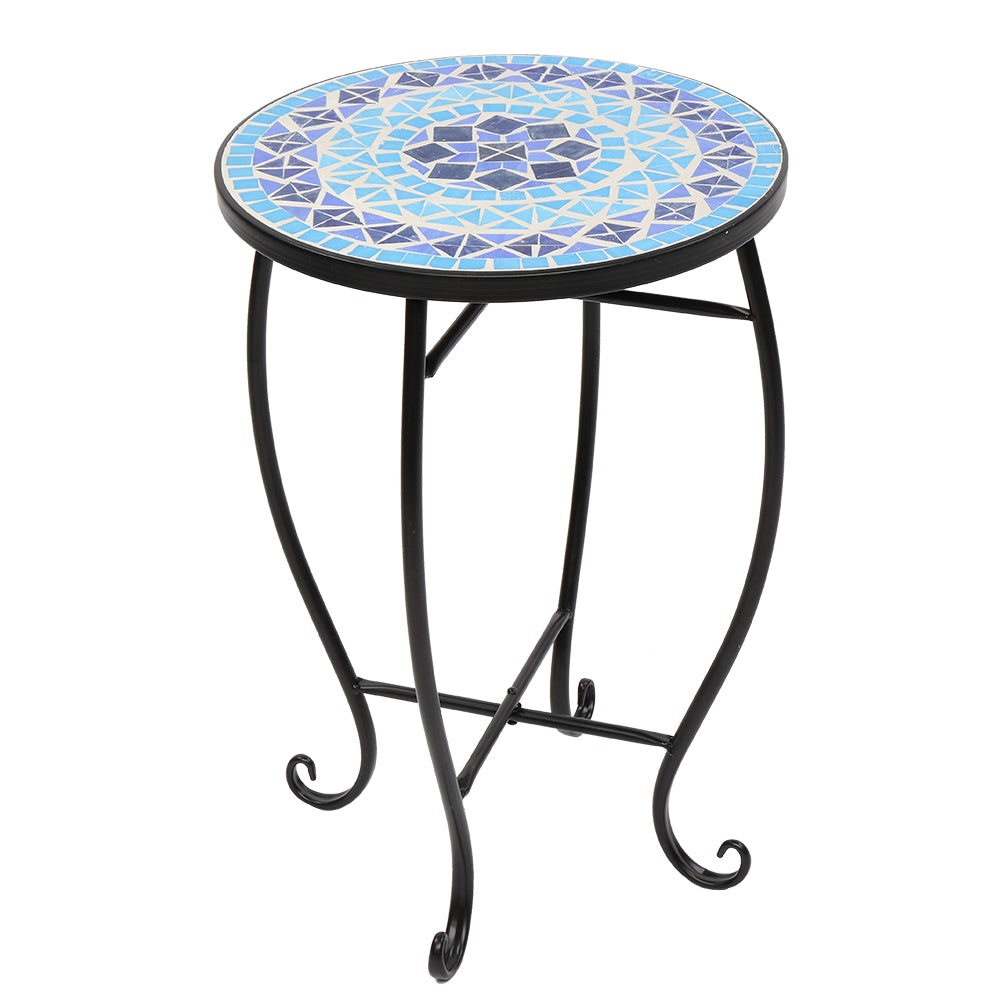 HAOYYE Inlaid Diamond-Colored Sea Mosaics Round Terrace Bistro Table, Elegant Outdoor Dining Table with Unique Design, Perfect for Patio, Balcony, Garden, or Café, Durable and Stylish Furniture for Outdoor Spaces