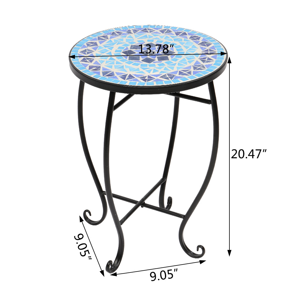 HAOYYE Inlaid Diamond-Colored Sea Mosaics Round Terrace Bistro Table, Elegant Outdoor Dining Table with Unique Design, Perfect for Patio, Balcony, Garden, or Café, Durable and Stylish Furniture for Outdoor Spaces