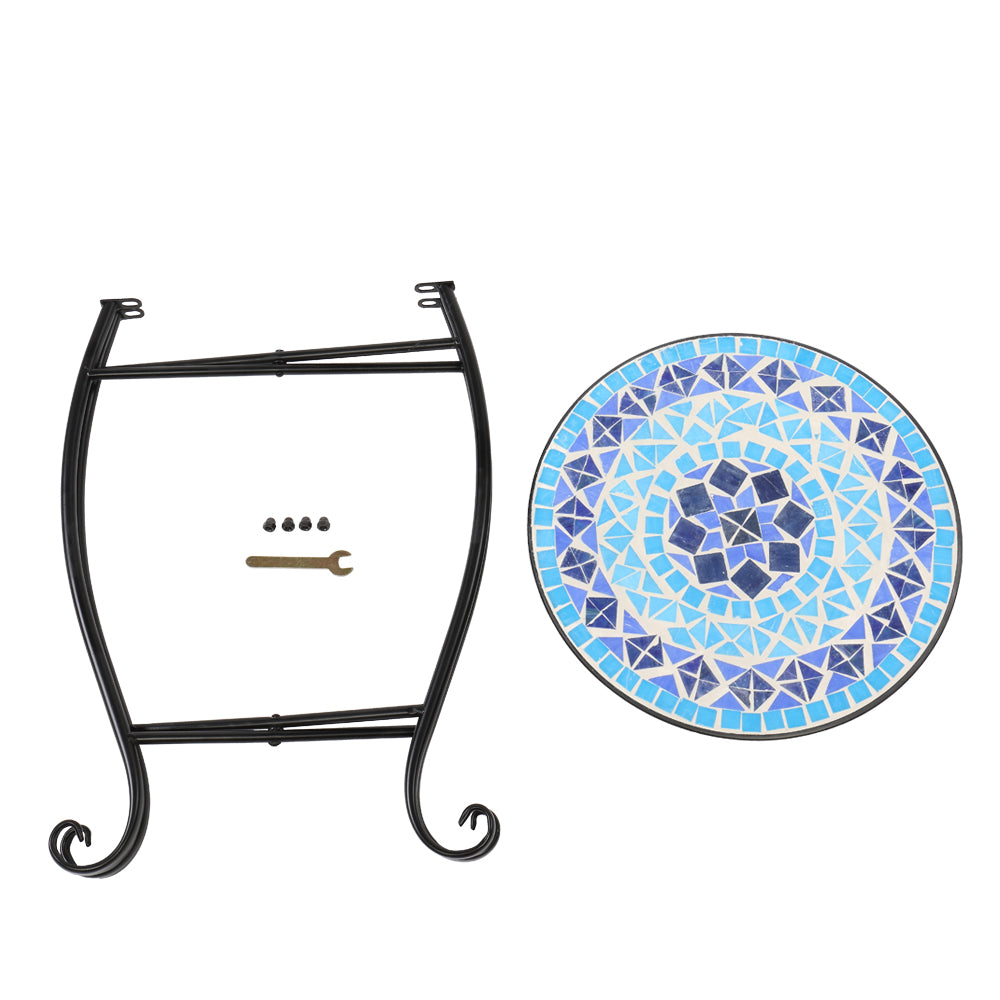 HAOYYE Inlaid Diamond-Colored Sea Mosaics Round Terrace Bistro Table, Elegant Outdoor Dining Table with Unique Design, Perfect for Patio, Balcony, Garden, or Café, Durable and Stylish Furniture for Outdoor Spaces
