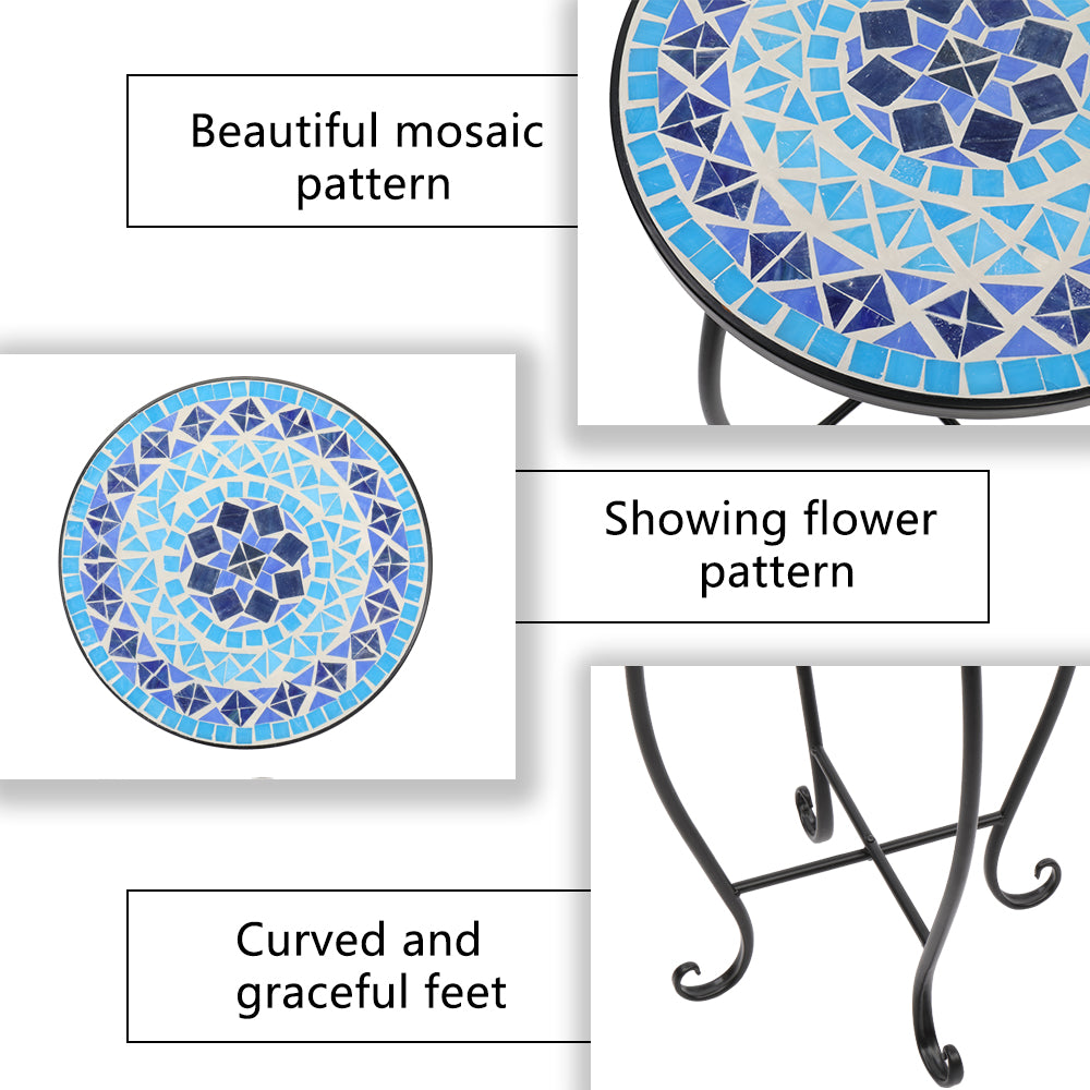 HAOYYE Inlaid Diamond-Colored Sea Mosaics Round Terrace Bistro Table, Elegant Outdoor Dining Table with Unique Design, Perfect for Patio, Balcony, Garden, or Café, Durable and Stylish Furniture for Outdoor Spaces