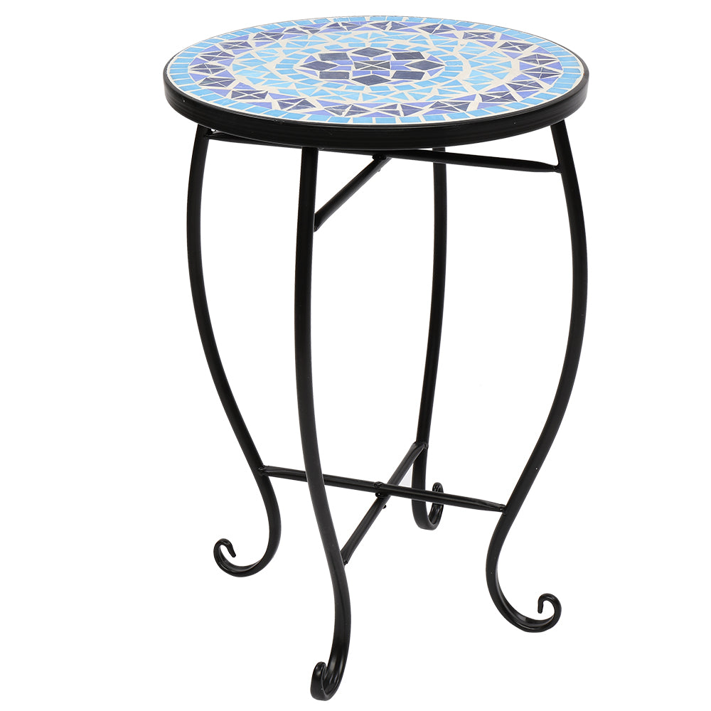 HAOYYE Inlaid Diamond-Colored Sea Mosaics Round Terrace Bistro Table, Elegant Outdoor Dining Table with Unique Design, Perfect for Patio, Balcony, Garden, or Café, Durable and Stylish Furniture for Outdoor Spaces