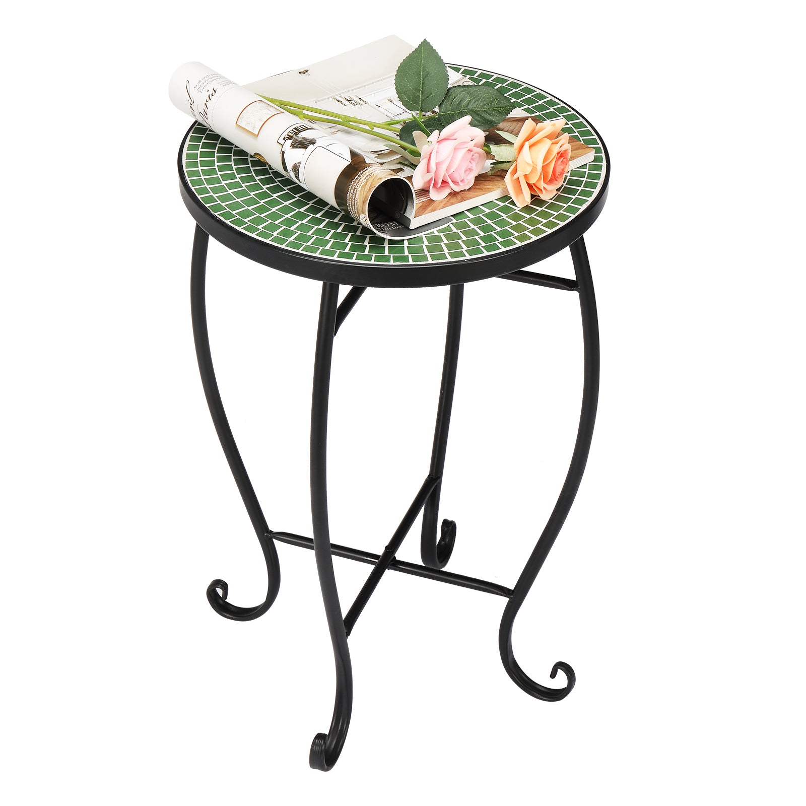 Haoyye Mosaic Round Bistro Table, Decorative Outdoor Patio Table For Balcony, Garden, Terrace, Or Poolside, Stylish And Durable