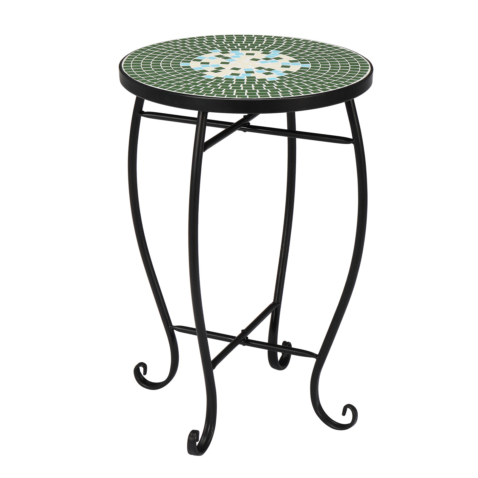 Haoyye Mosaic Round Bistro Table, Decorative Outdoor Patio Table For Balcony, Garden, Terrace, Or Poolside, Stylish And Durable