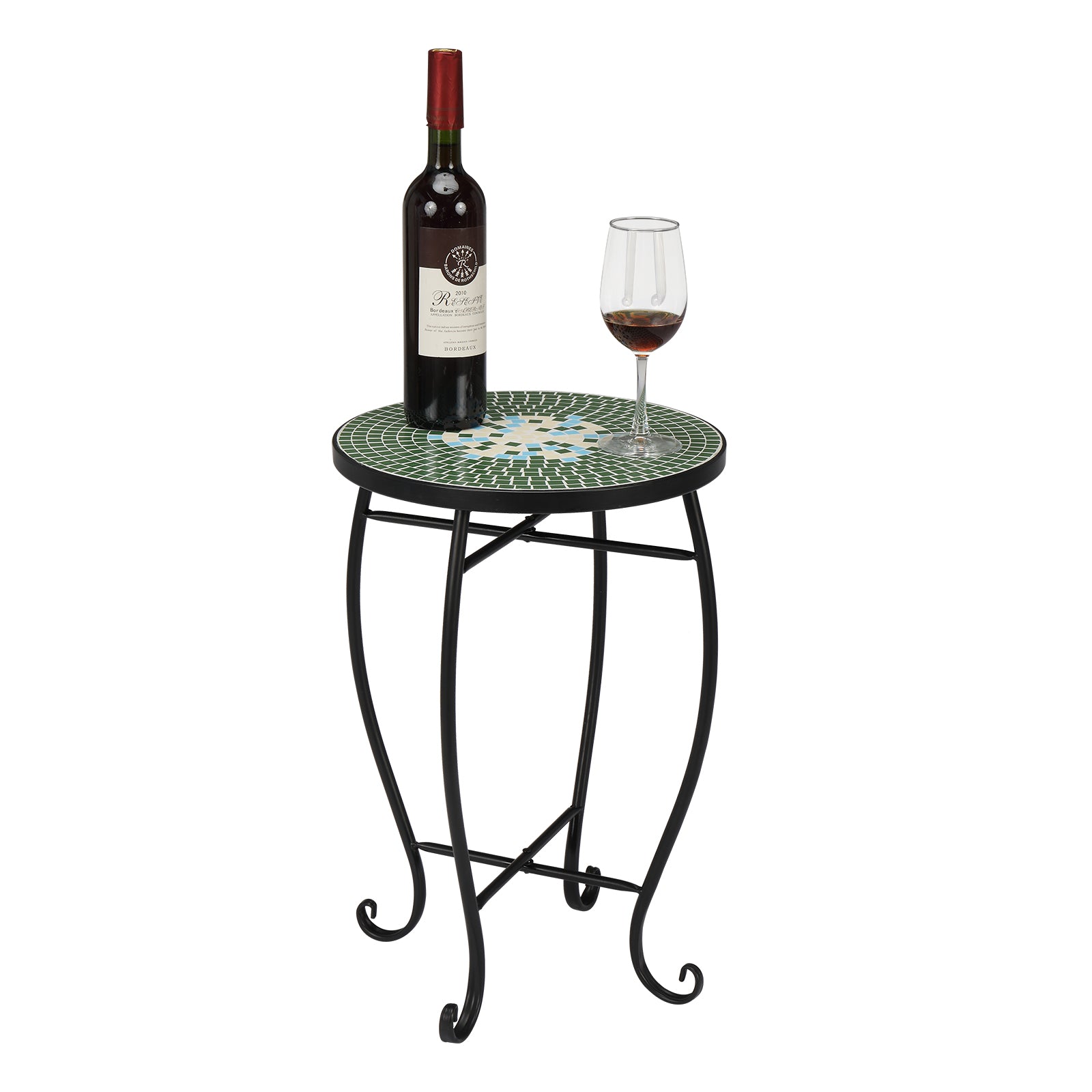Haoyye Mosaic Round Bistro Table, Decorative Outdoor Patio Table For Balcony, Garden, Terrace, Or Poolside, Stylish And Durable