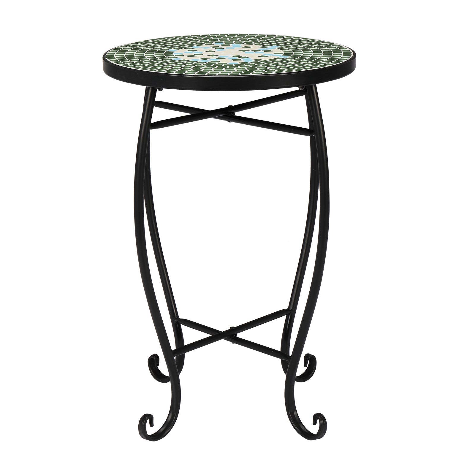 Haoyye Mosaic Round Bistro Table, Decorative Outdoor Patio Table For Balcony, Garden, Terrace, Or Poolside, Stylish And Durable