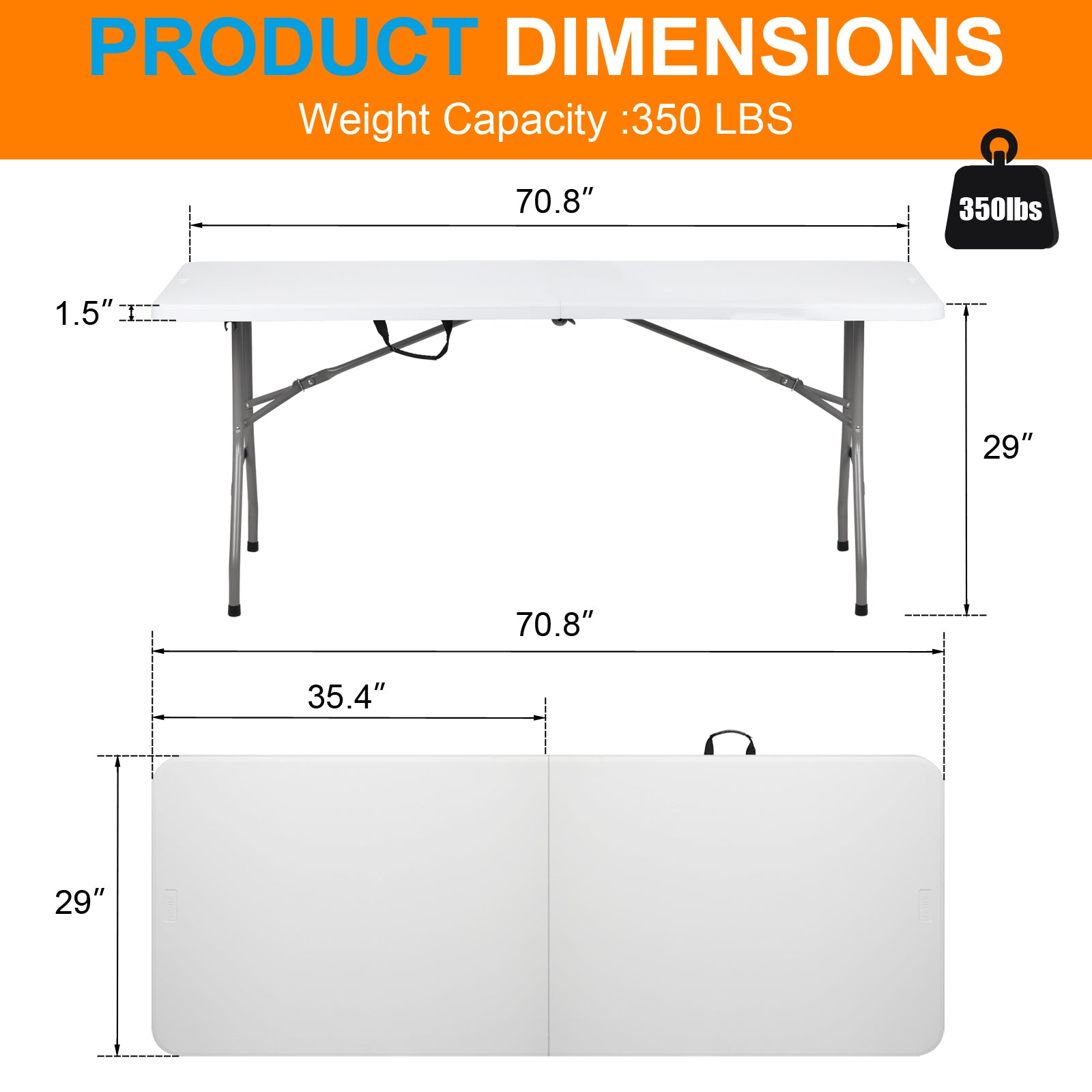 HAOYYE Outdoor Foldable Long Table, Portable and Space-Saving Design for Courtyards, Patios, and Garden Gatherings