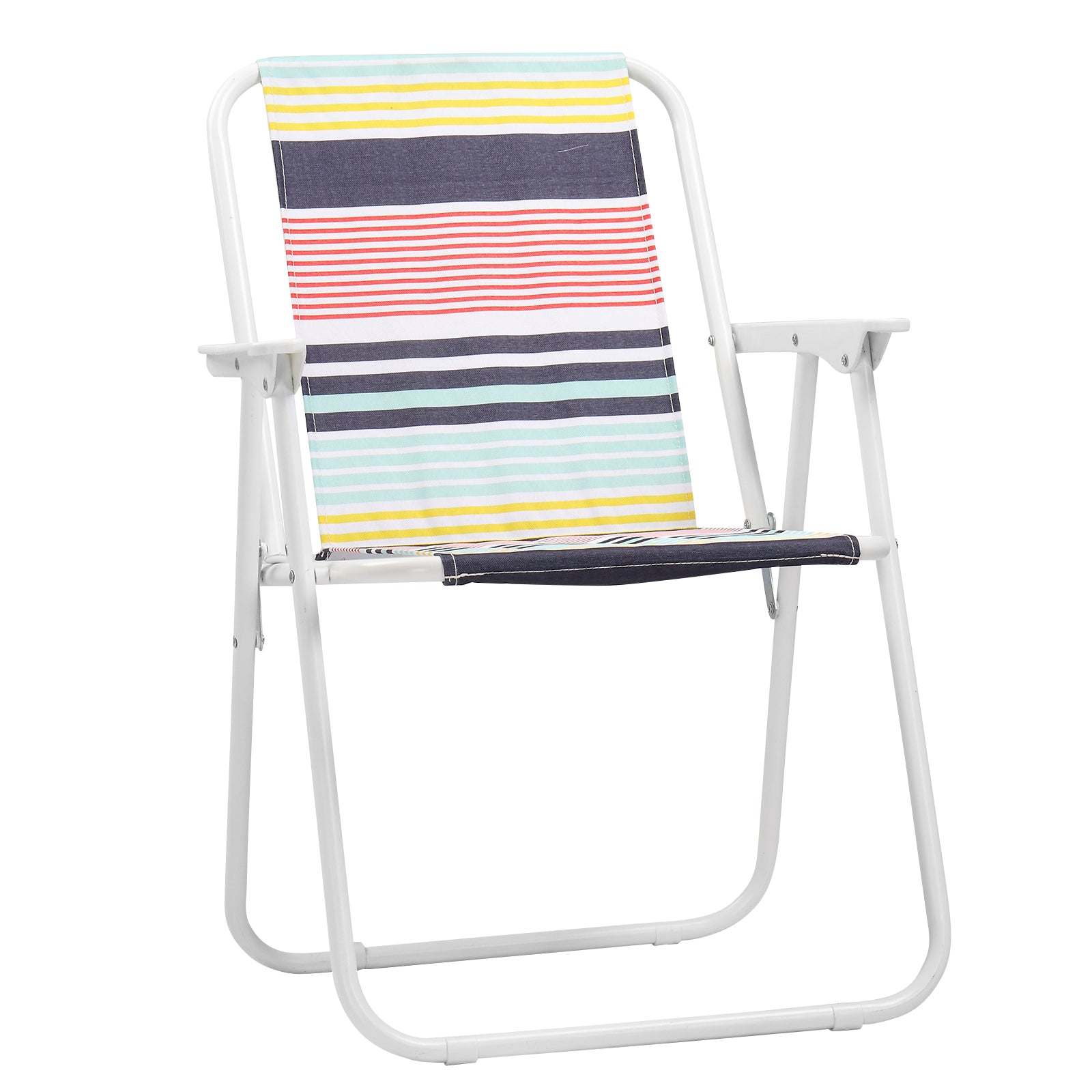HAOYYE Folding Beach Chair, Lightweight High Back Portable Chair with Hard Armrests, Colorful Stripes, Ideal for Camping, Lawn, and Outdoor Activities