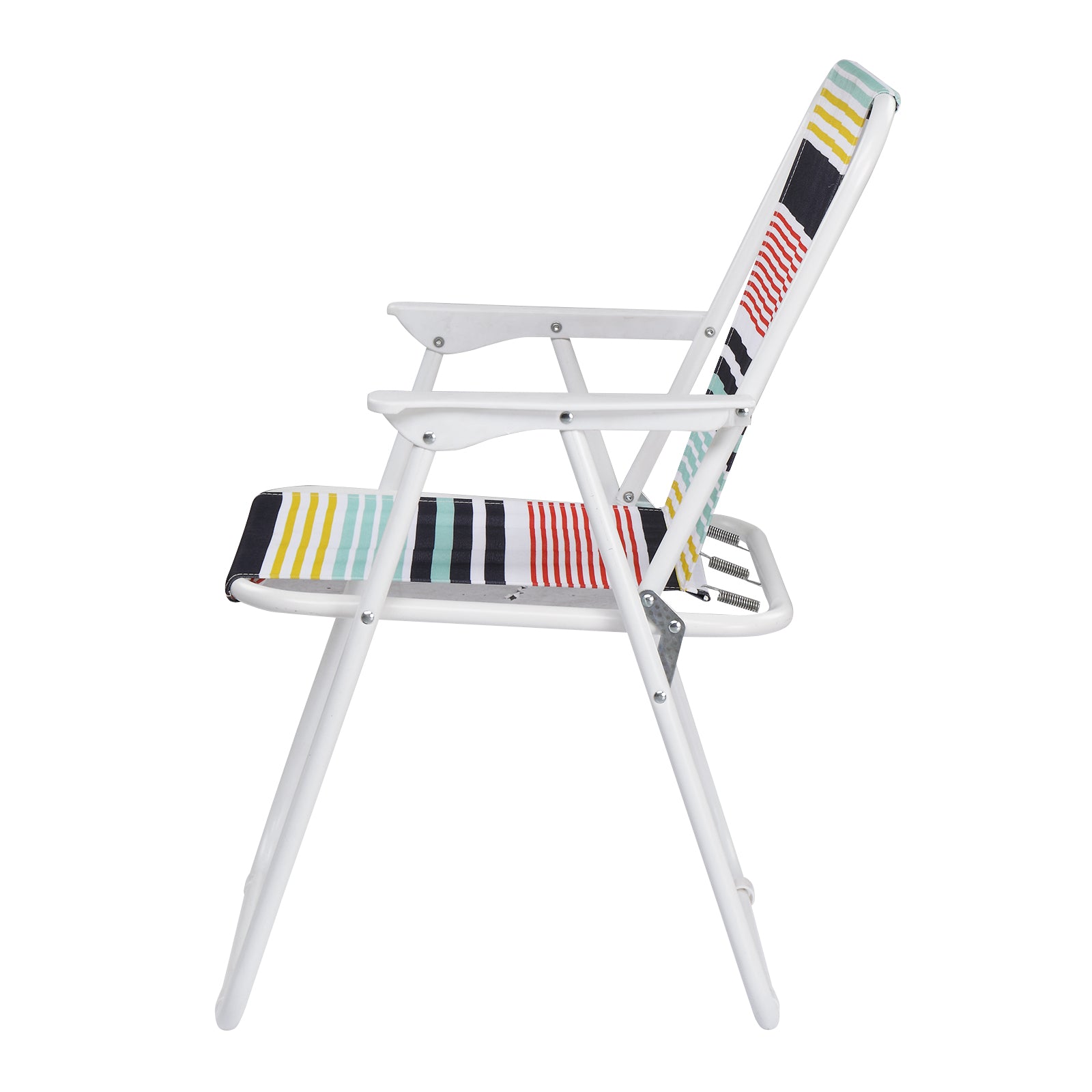 HAOYYE Folding Beach Chair, Lightweight High Back Portable Chair with Hard Armrests, Colorful Stripes, Ideal for Camping, Lawn, and Outdoor Activities