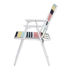 HAOYYE Folding Beach Chair, Lightweight High Back Portable Chair with Hard Armrests, Colorful Stripes, Ideal for Camping, Lawn, and Outdoor Activities