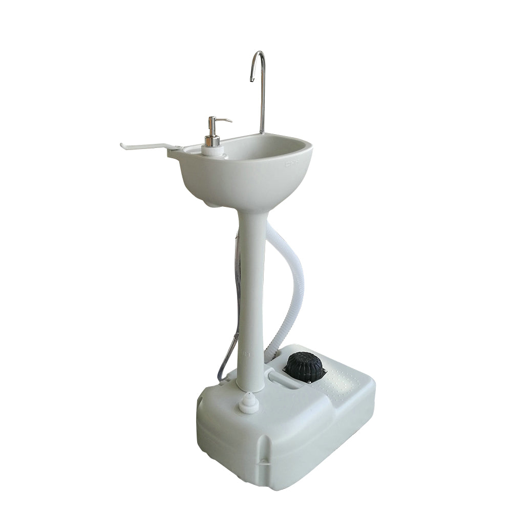 HAOYYE Portable Removable Outdoor Wash Basin, Lightweight Foot-Pump Operated Sink with Soap Dispenser, Towel Rack, and Wheels for Easy Mobility, Perfect for Outdoor Use, Camping, or Backyard Activities